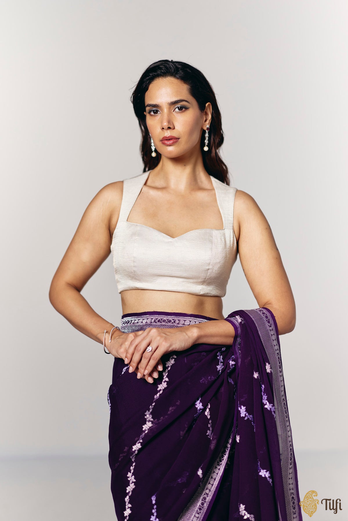 Silver Pure Katan Silk Banarasi Handloom Blouse