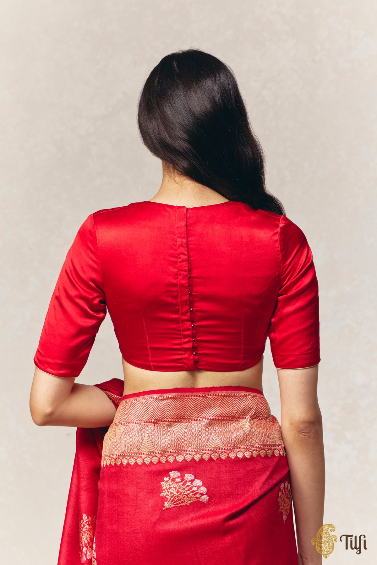 Red Pure Satin Silk Blouse