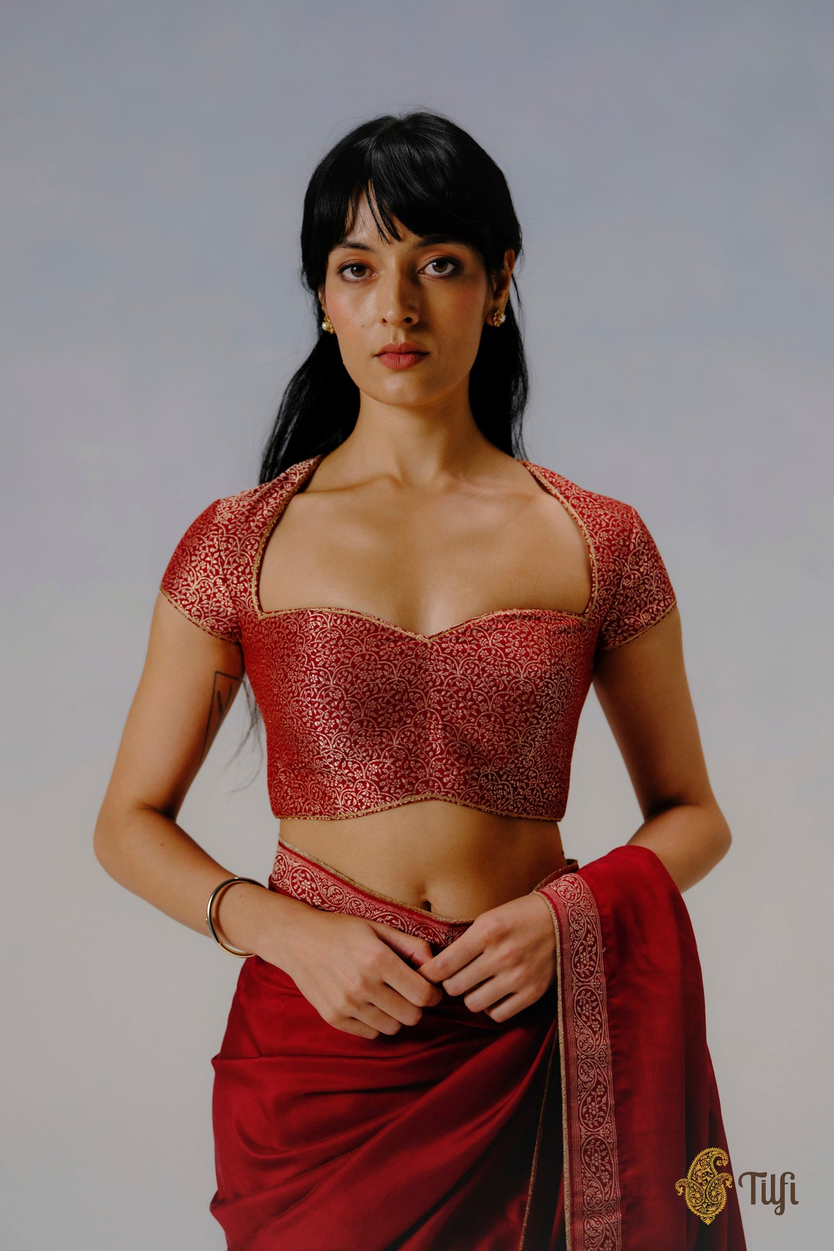 Red Pure Katan Silk Banarasi Handwoven Brocade Blouse