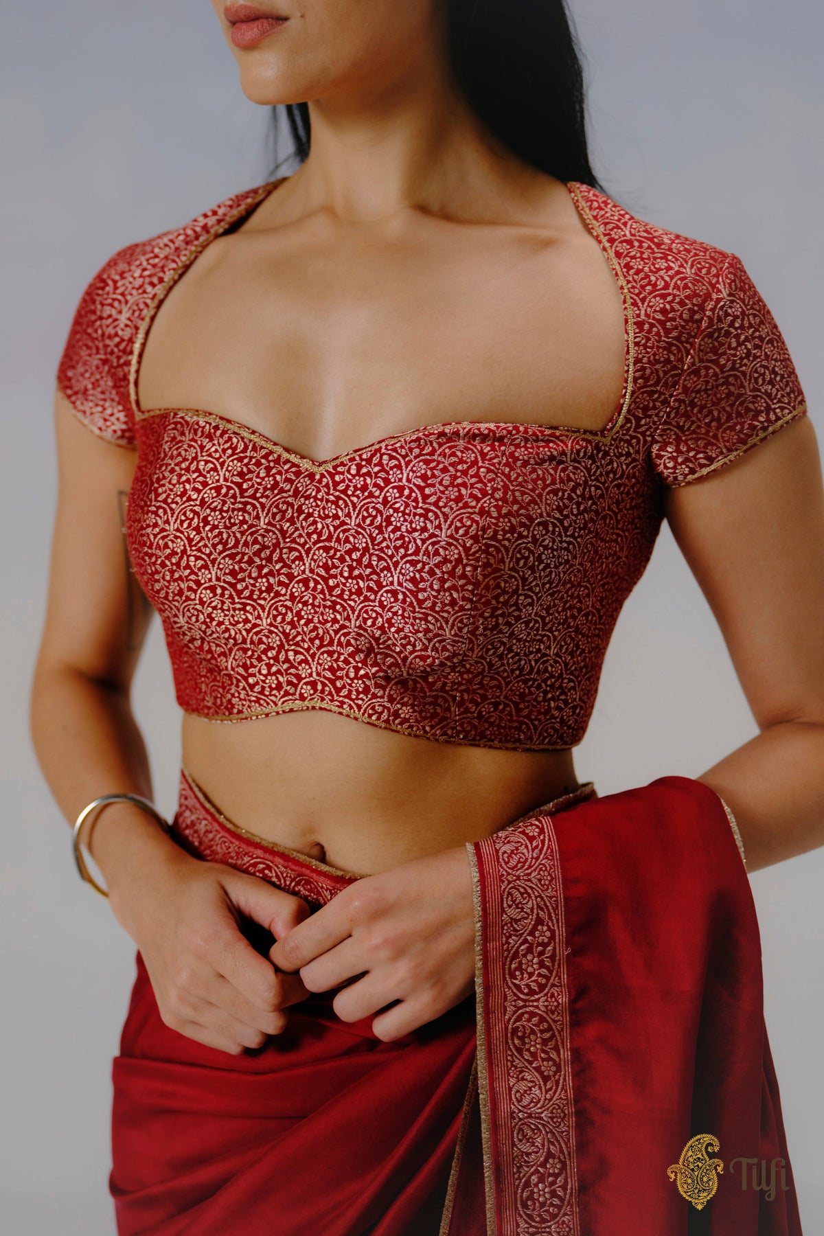 Red Pure Katan Silk Banarasi Handwoven Brocade Blouse