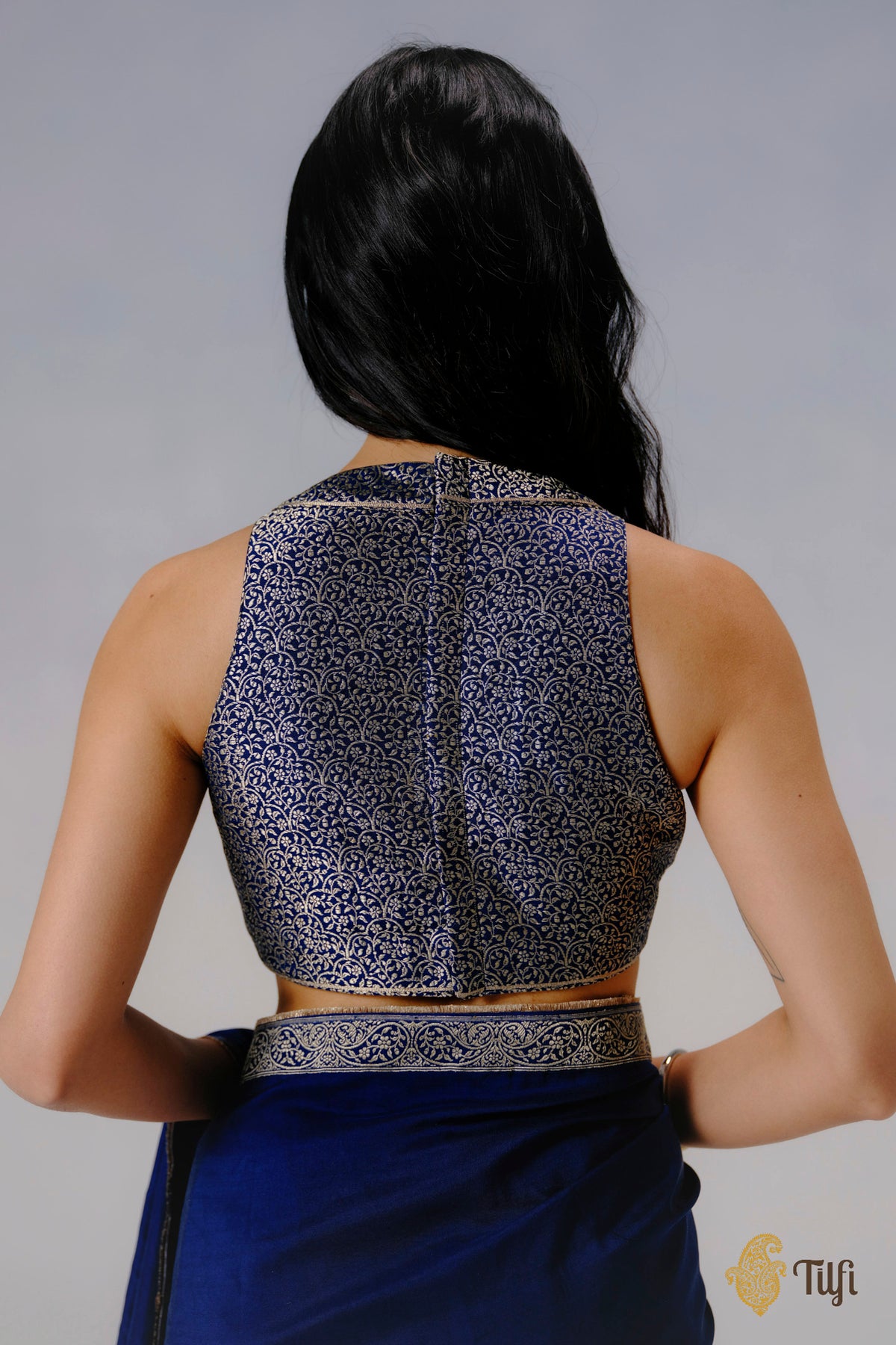Blue Pure Katan Silk Banarasi Handwoven Brocade Blouse