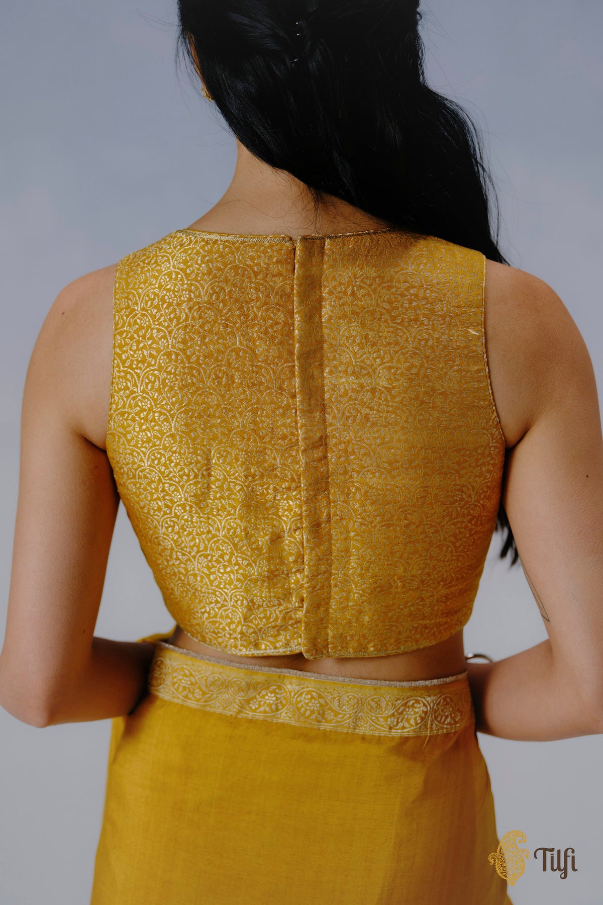 Yellow Pure Katan Silk Banarasi Handwoven Brocade Blouse
