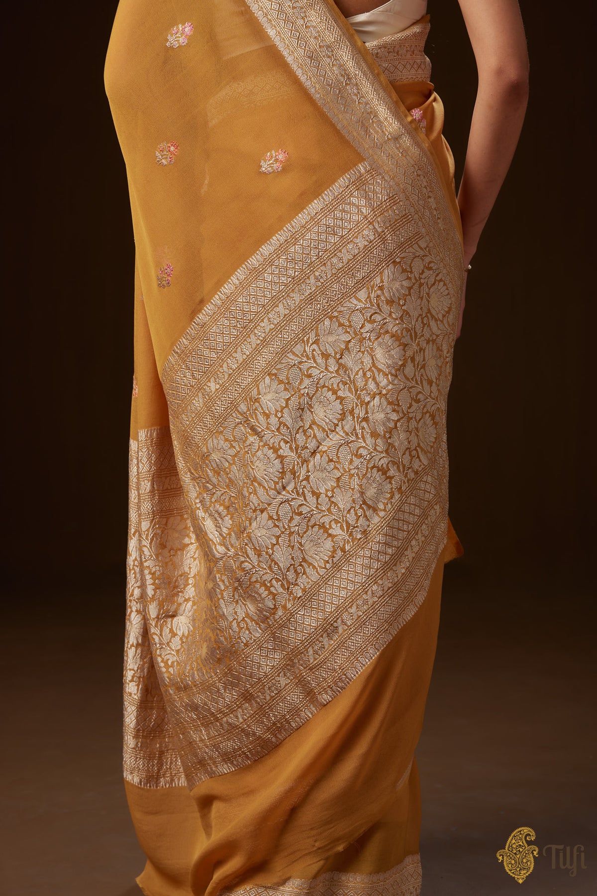 Pre-Order: Ochre Pure Khaddi Georgette Banarasi Handloom Saree