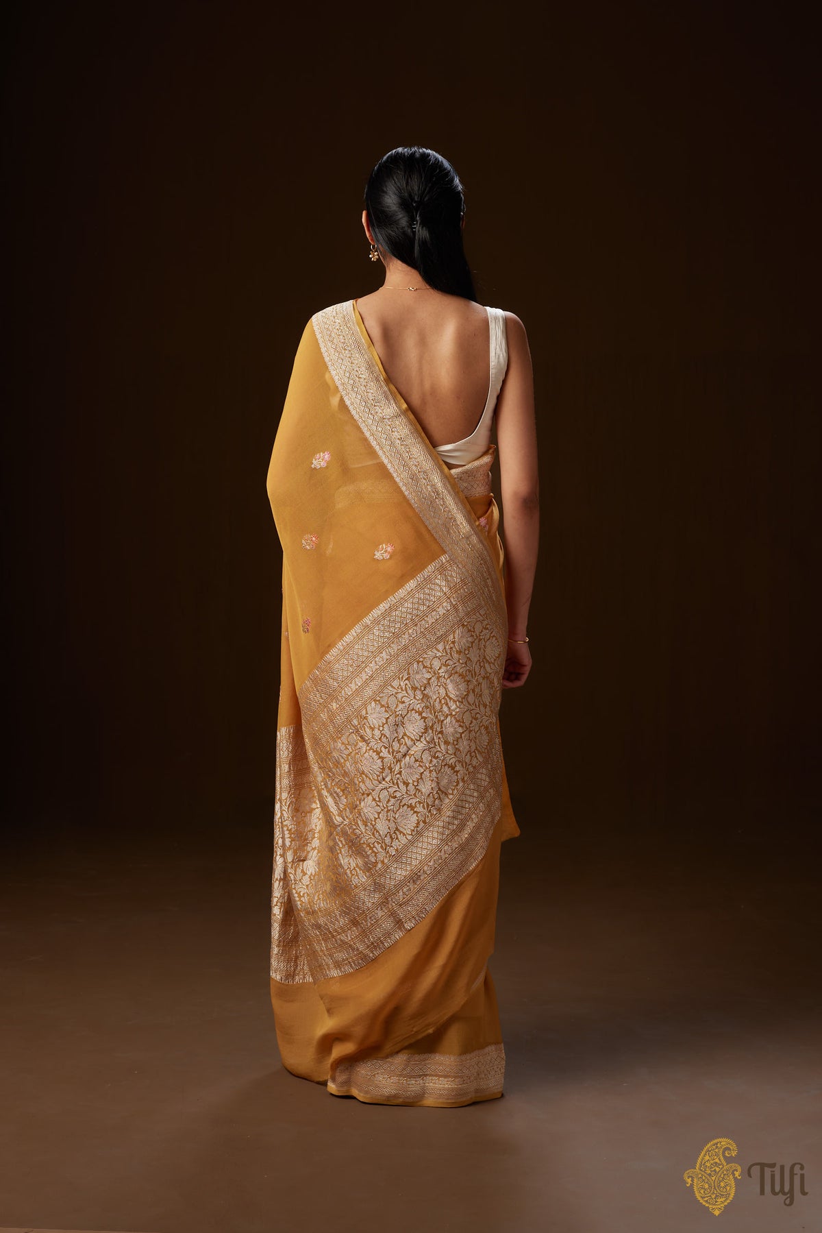 Pre-Order: Ochre Pure Khaddi Georgette Banarasi Handloom Saree