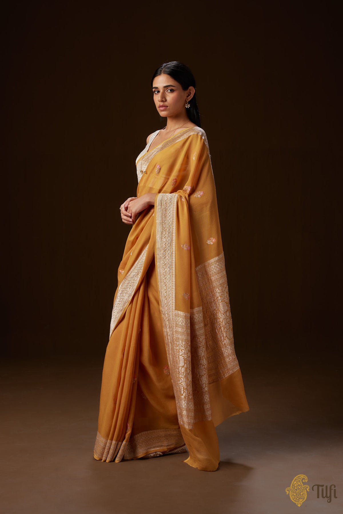 Pre-Order: Ochre Pure Khaddi Georgette Banarasi Handloom Saree