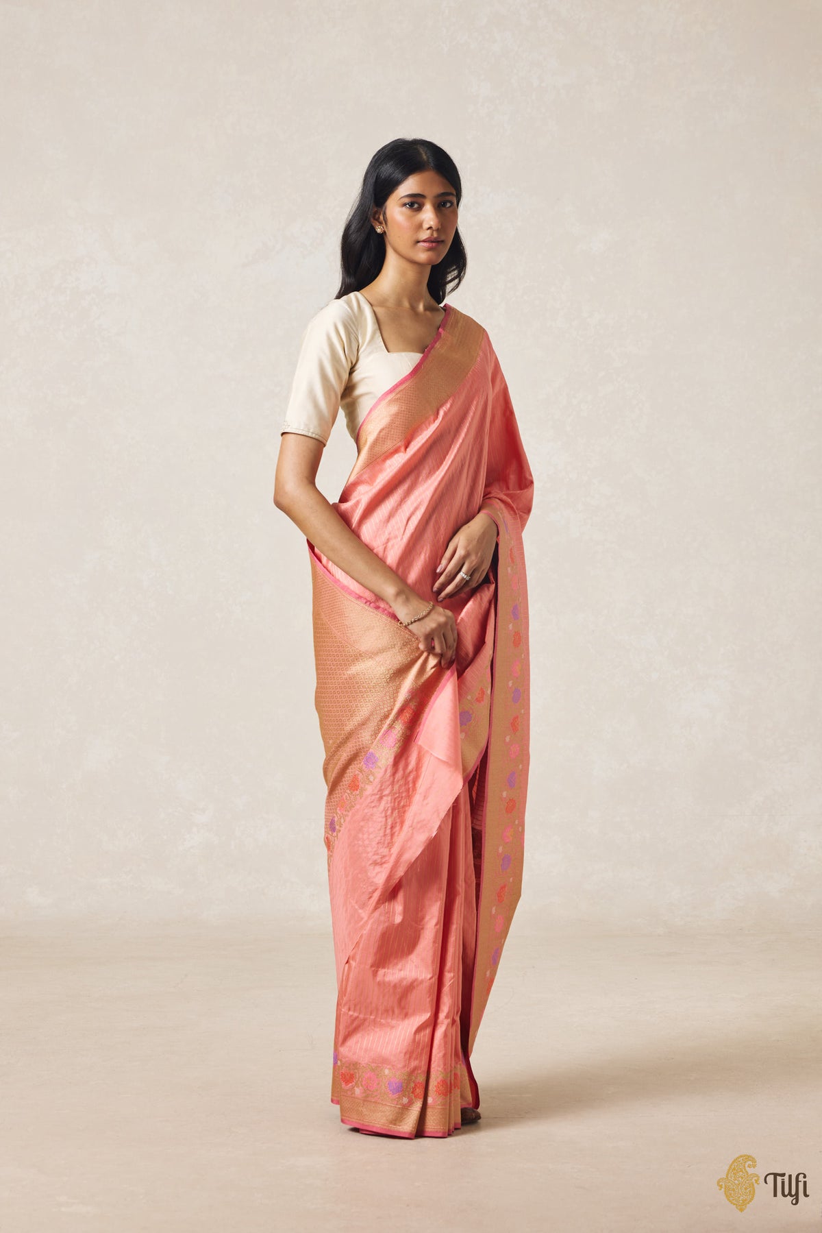 Pre-Order: Peach Pure Katan Silk Banarasi Handloom Saree