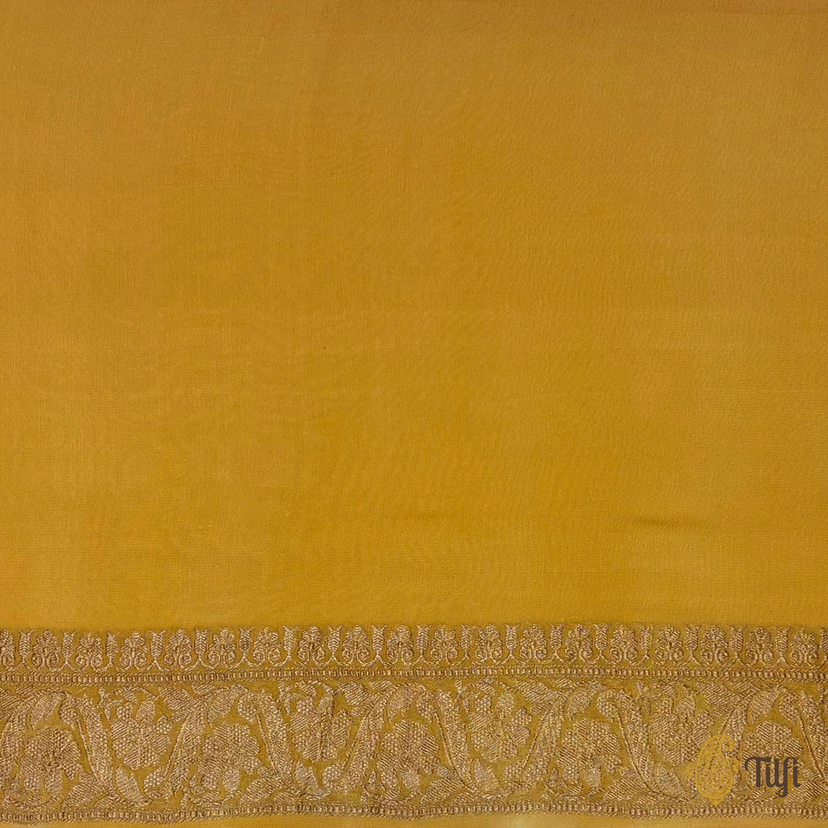 Lime Green Pure Khaddi Georgette Kadwa Roopa Sona Jangla Banarasi Handloom Saree