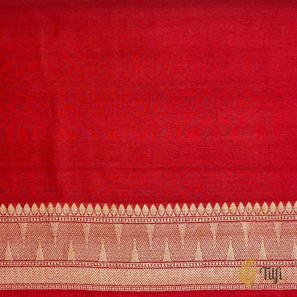 Red Pure Tussar Georgette Kadwa Roopa Sona Boota Saree