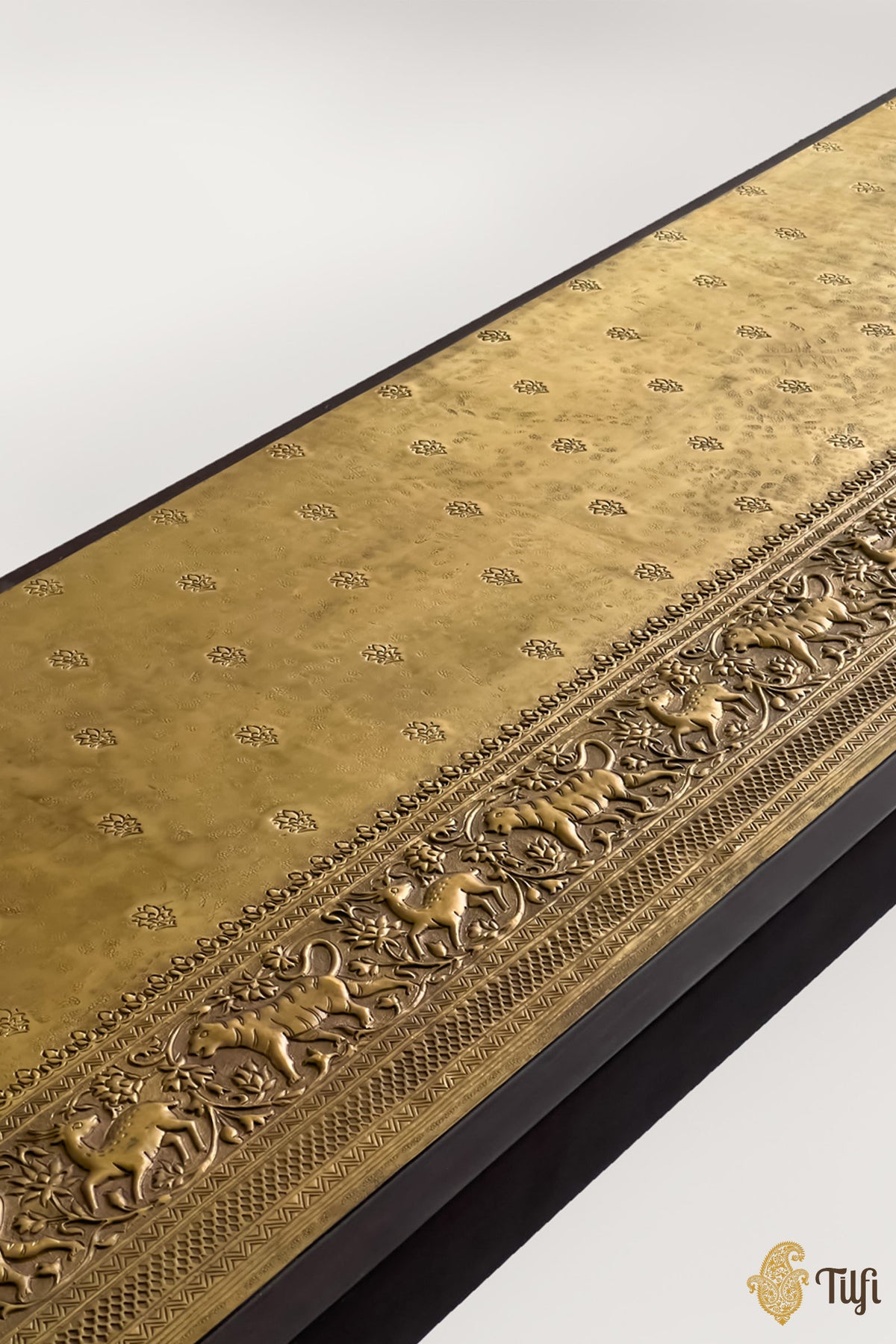 'Shikargah' Brass Metal Repoussé Console Table