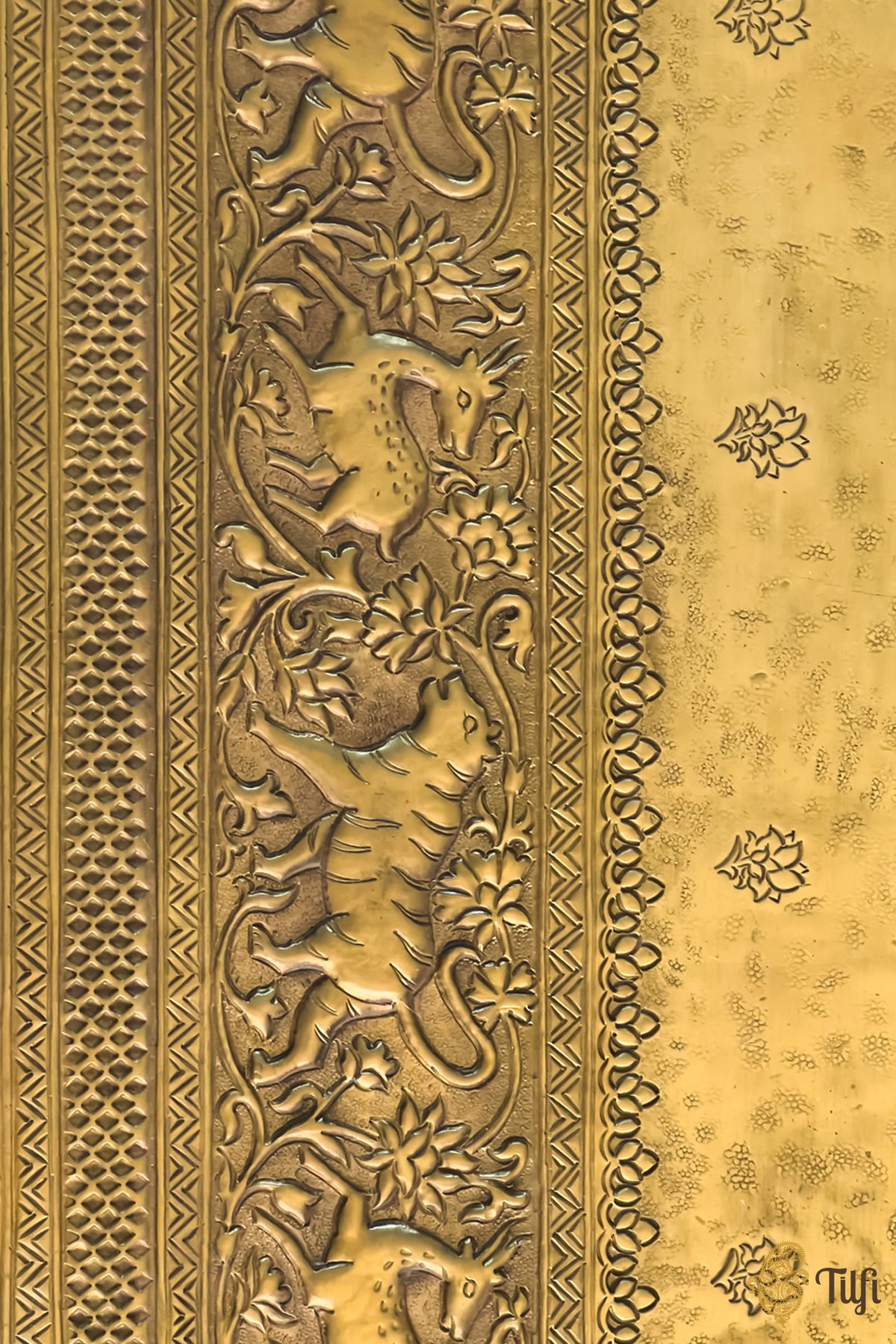 'Shikargah' Brass Metal Repoussé Console Table