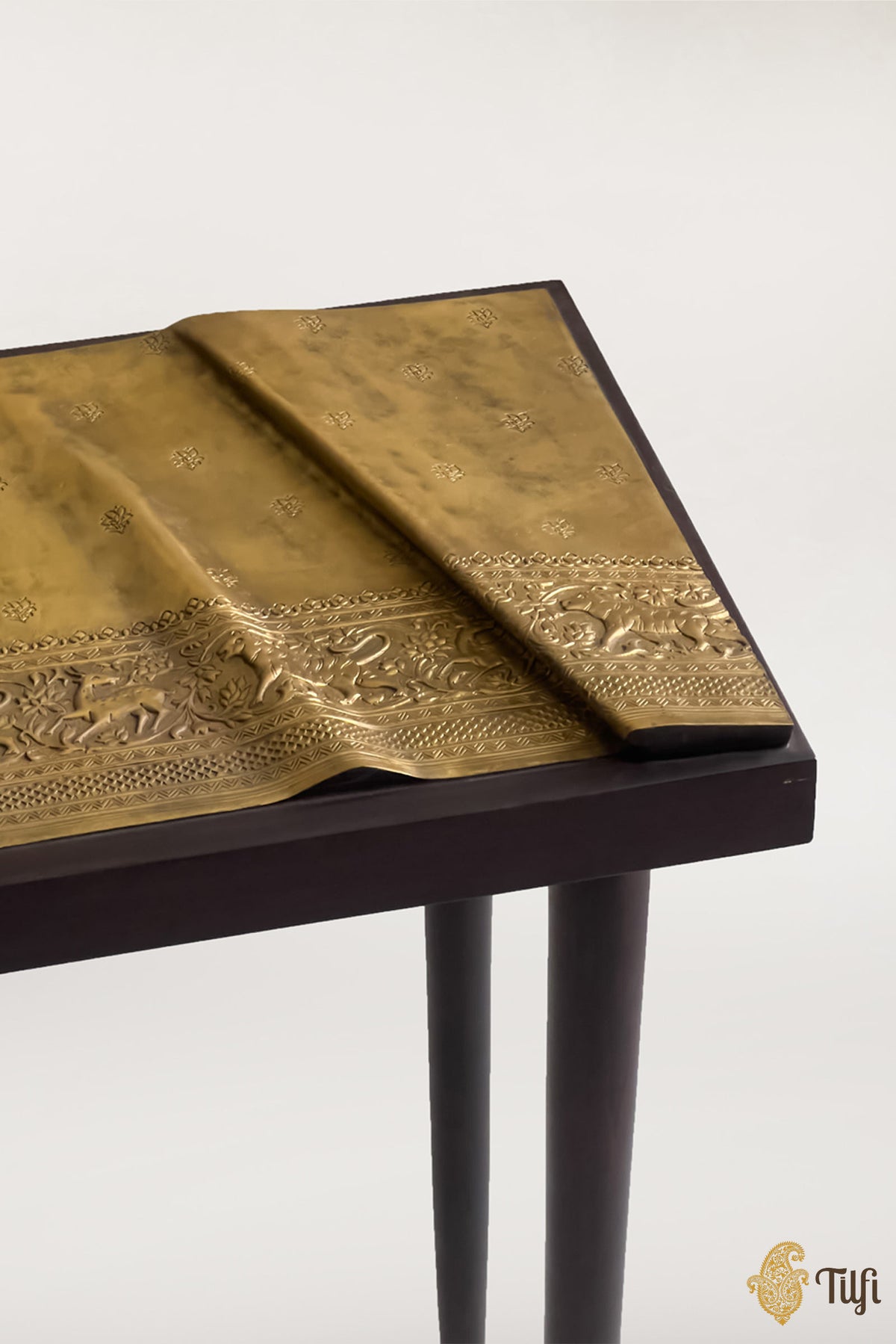 'Shikargah' Brass Metal Repoussé Console Table