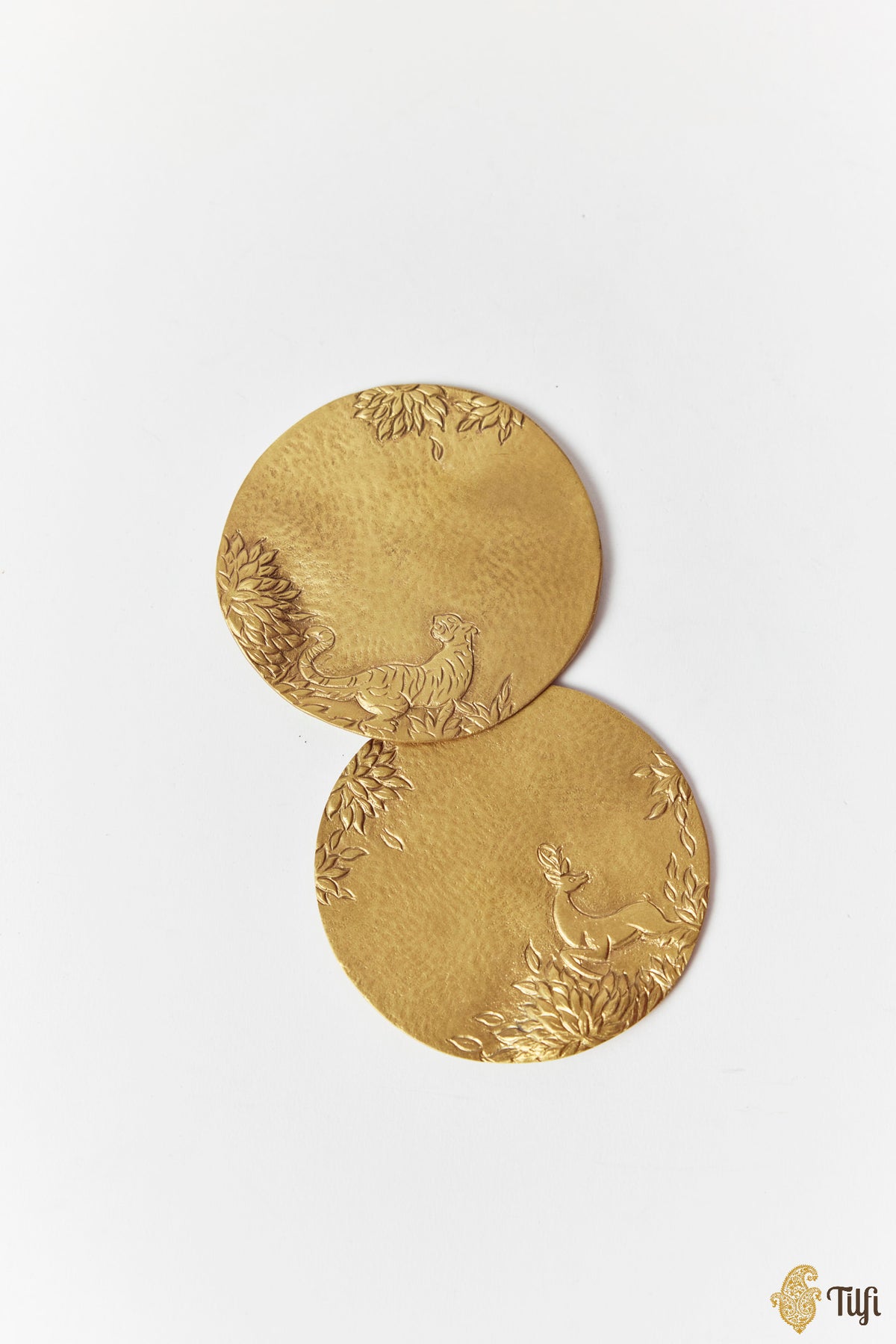 'Leap and Stride' Shikargah Handcrafted Brass Coaster Set