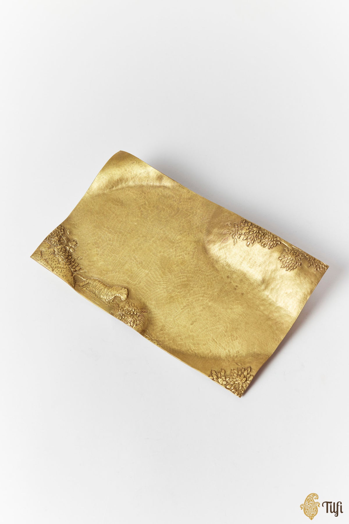 'Tiger in Stream' Shikargah Handcrafted Brass Platter