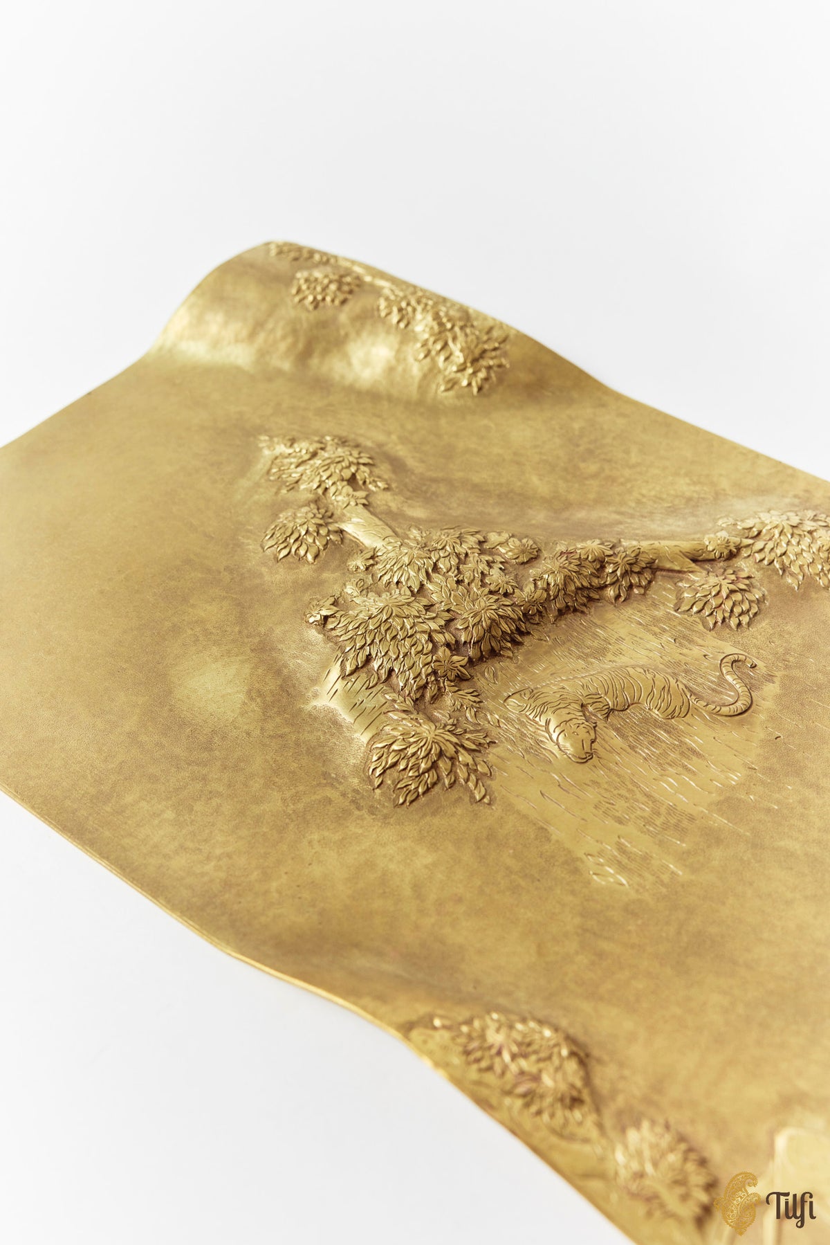 'Forest Crossing' Shikargah Handcrafted Brass Platter