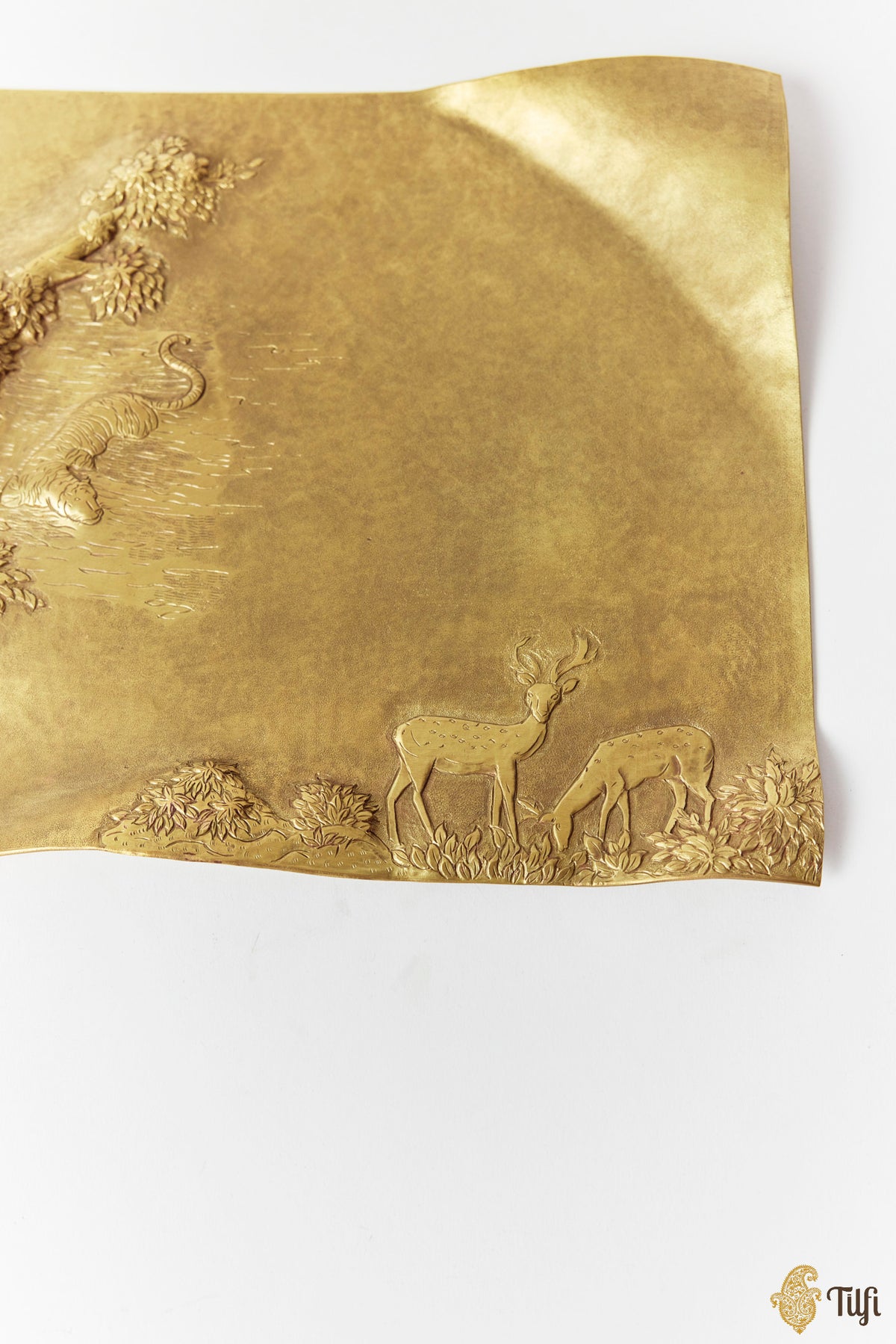 'Forest Crossing' Shikargah Handcrafted Brass Platter