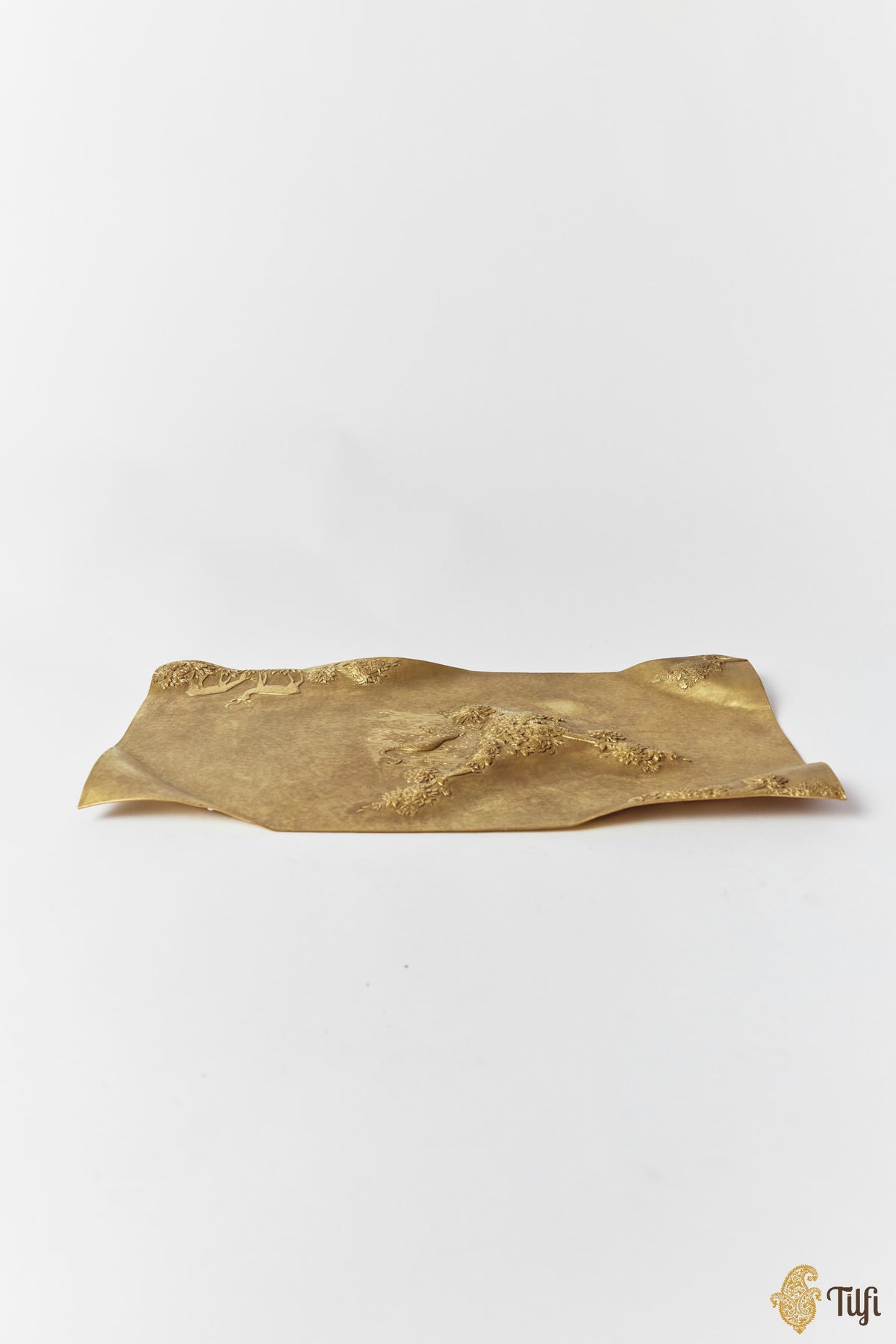 'Forest Crossing' Shikargah Handcrafted Brass Platter