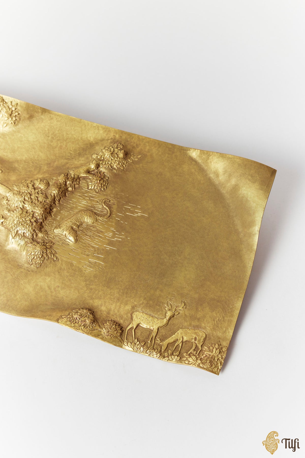 'Forest Crossing' Shikargah Handcrafted Brass Platter