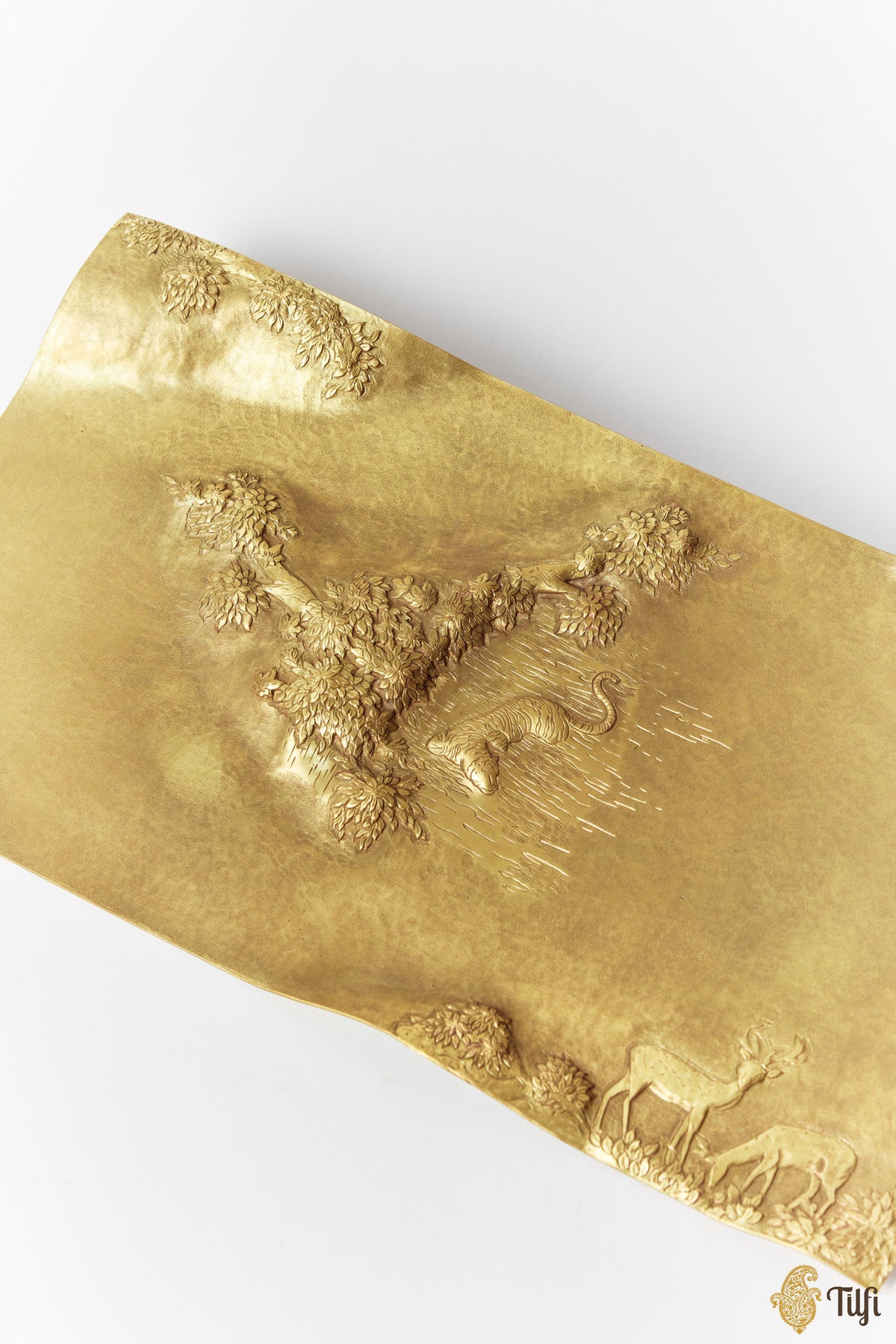 'Forest Crossing' Shikargah Handcrafted Brass Platter