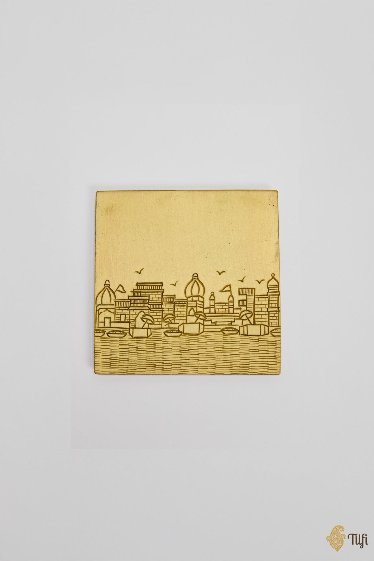 Banaras Handcrafted Brass Coaster Set