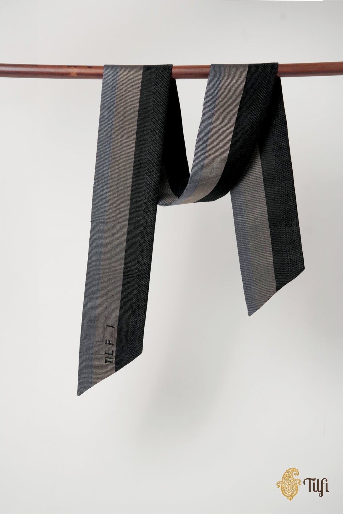 Black-Grey Pure Silk Tillet