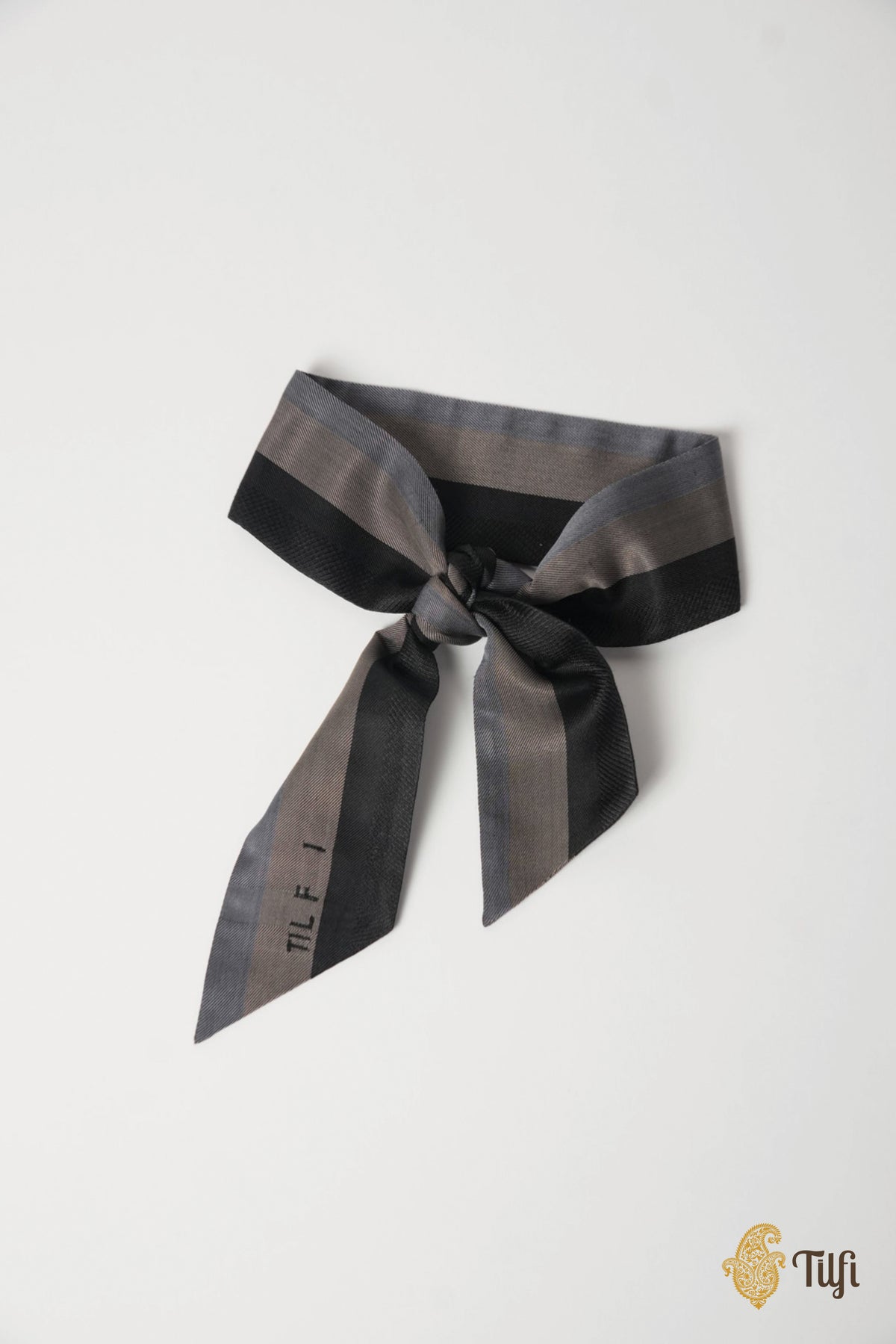 Black-Grey Pure Silk Tillet