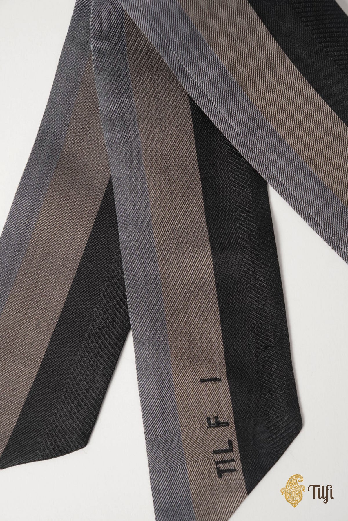Black-Grey Pure Silk Tillet