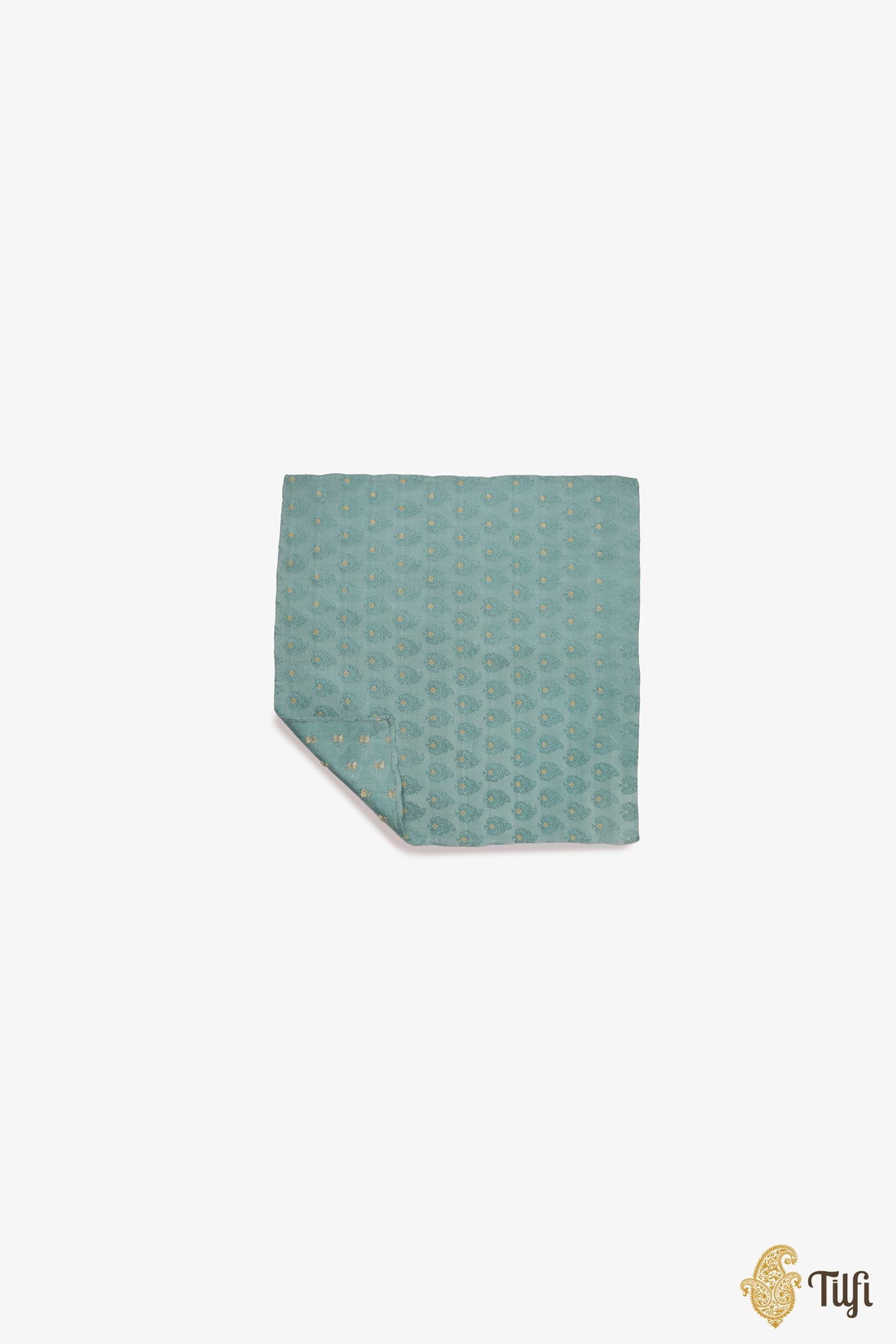 Blue Pure Satin Silk Tanchoi Handwoven Pocket Square Set