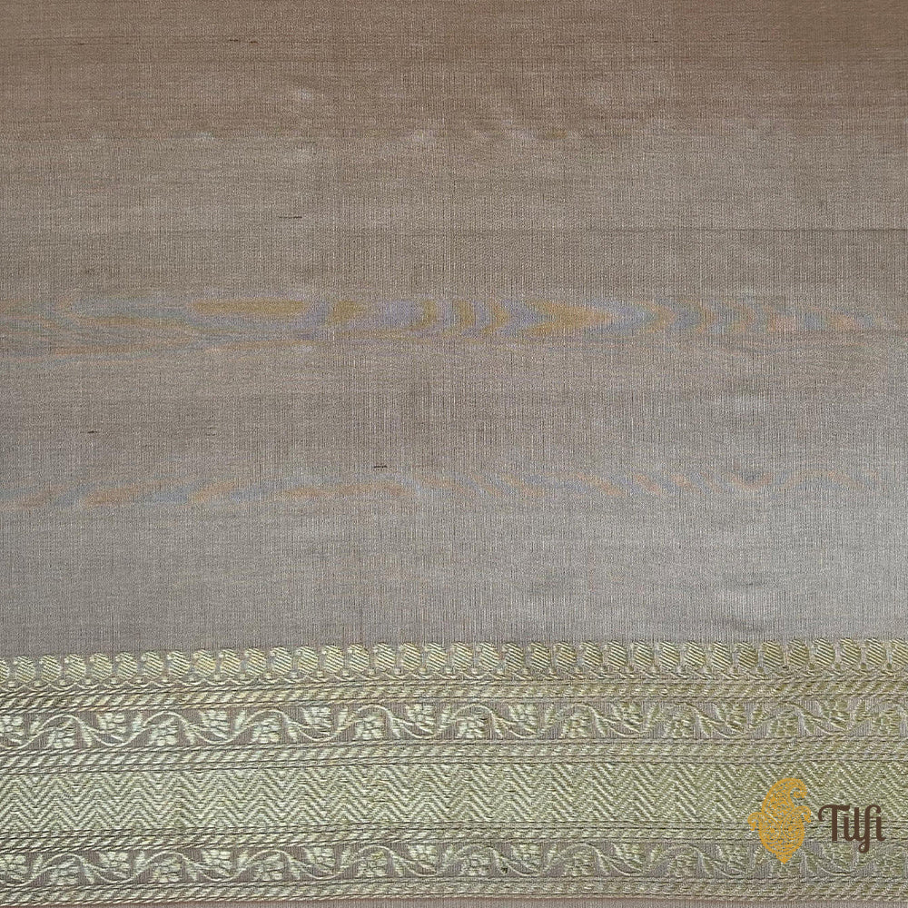 &#39;Suvarna&#39; Off-White-Beige Pure Katan Silk Banarasi Handloom Saree