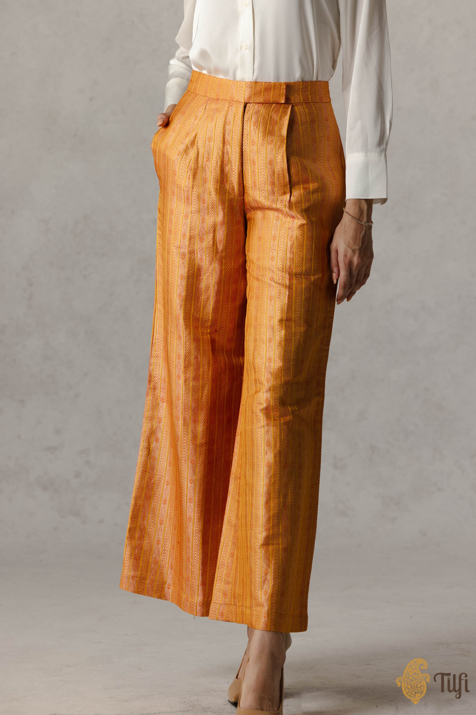Wholesale Women Navy Large Indian Motif Brocade Pants – Tradyl