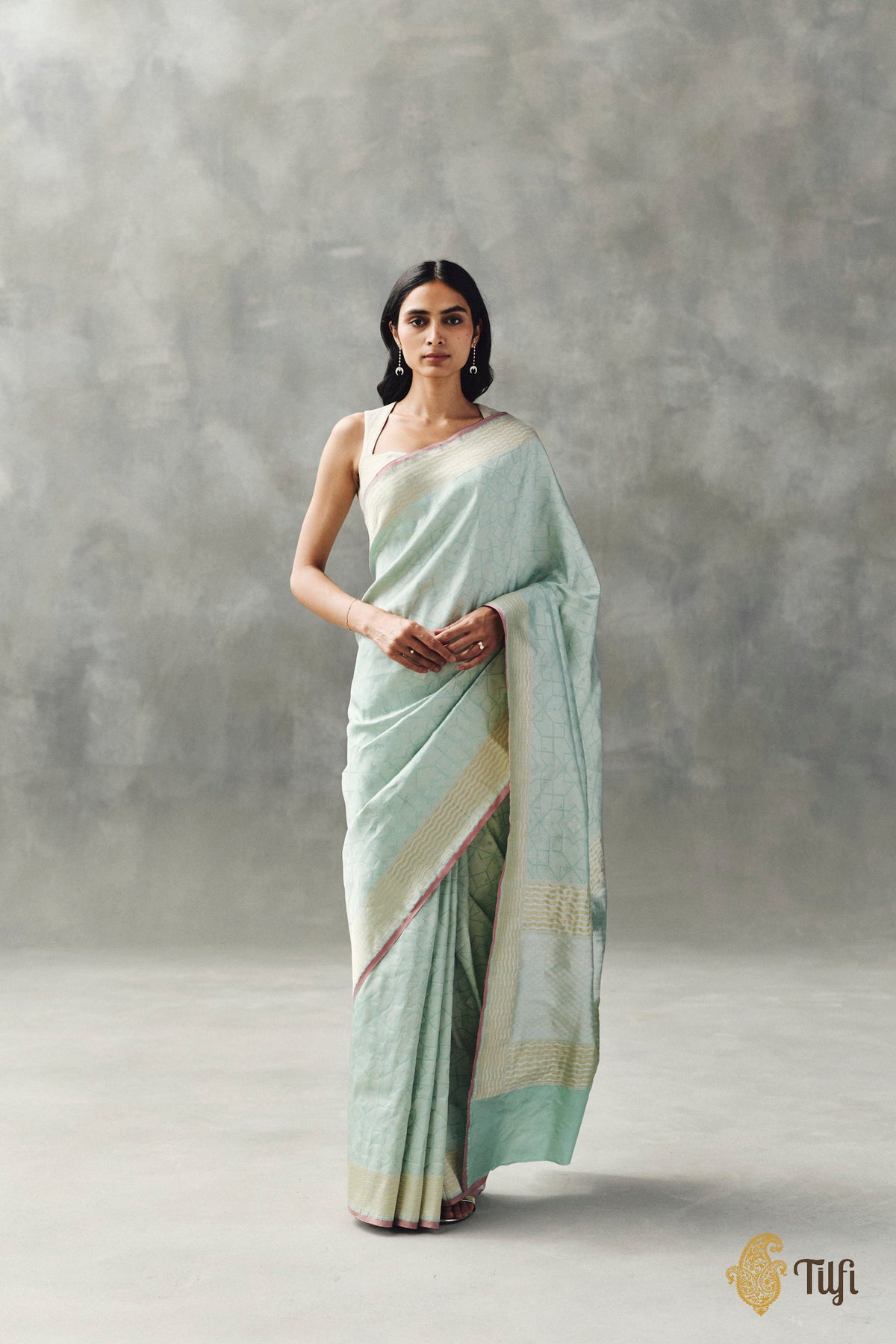 Light Blue Pure Katan Silk Banarasi Handloom Saree