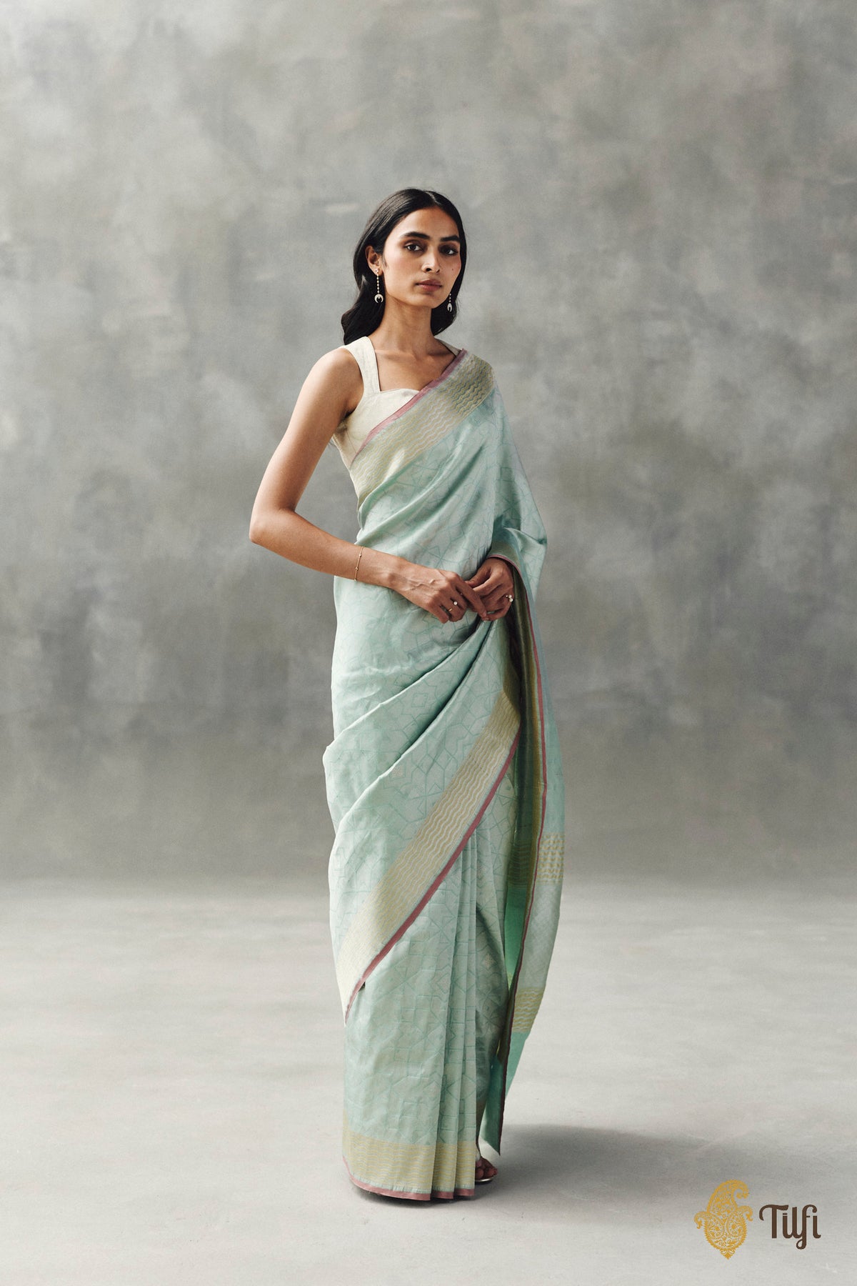 Light Blue Pure Katan Silk Banarasi Handloom Saree