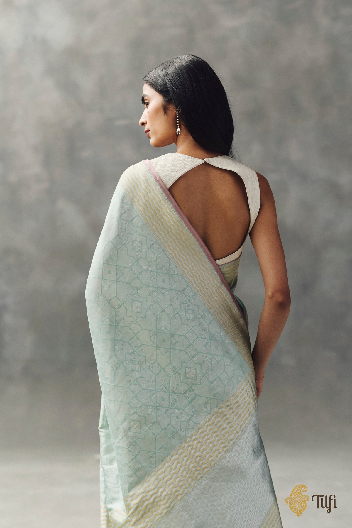 Light Blue Pure Katan Silk Banarasi Handloom Saree