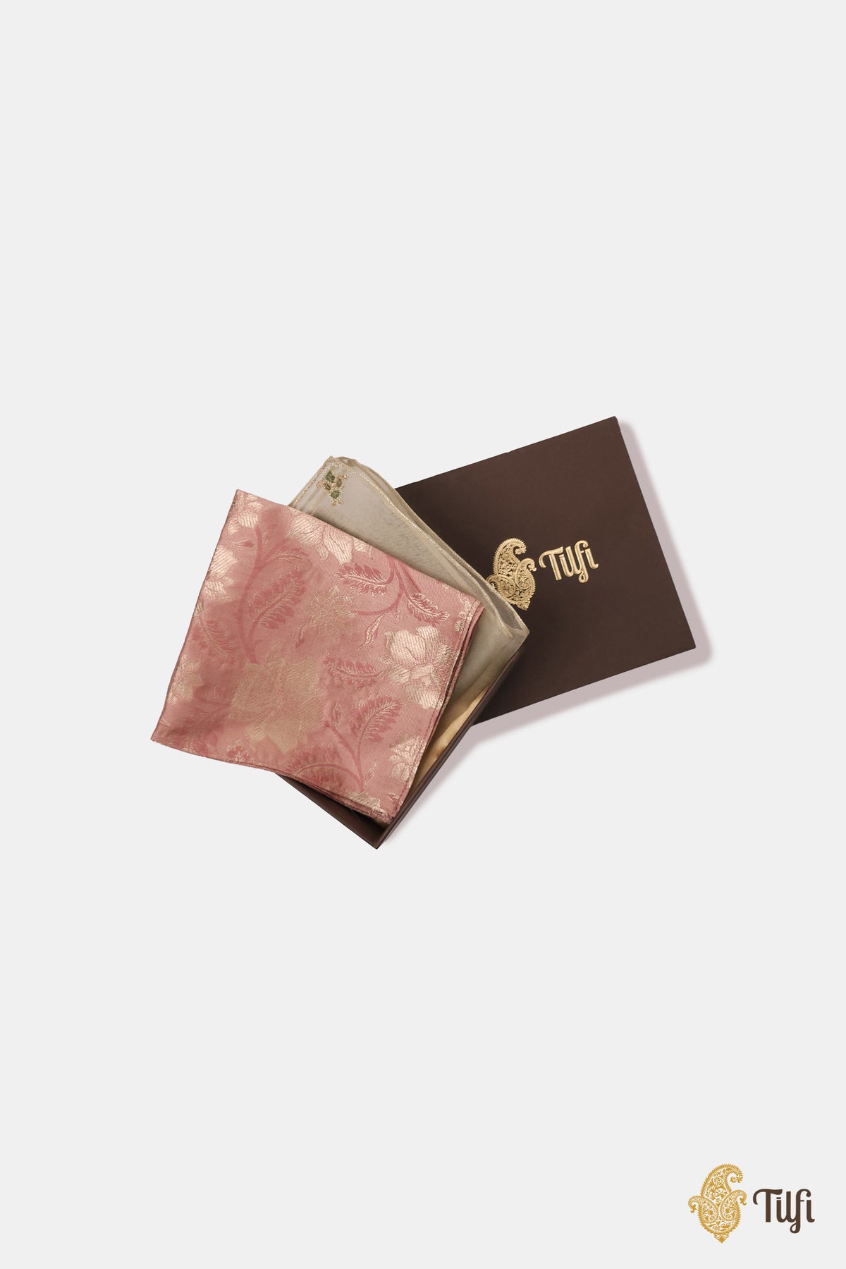 Pink Pure Satin Silk Tanchoi Handwoven Pocket Square Set