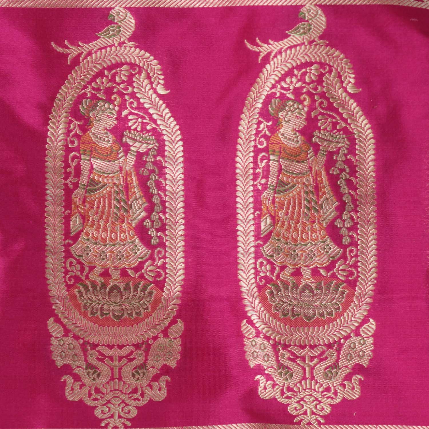 Indian Pink Pure Katan Silk Banarasi Handwoven Dupatta - Tilfi