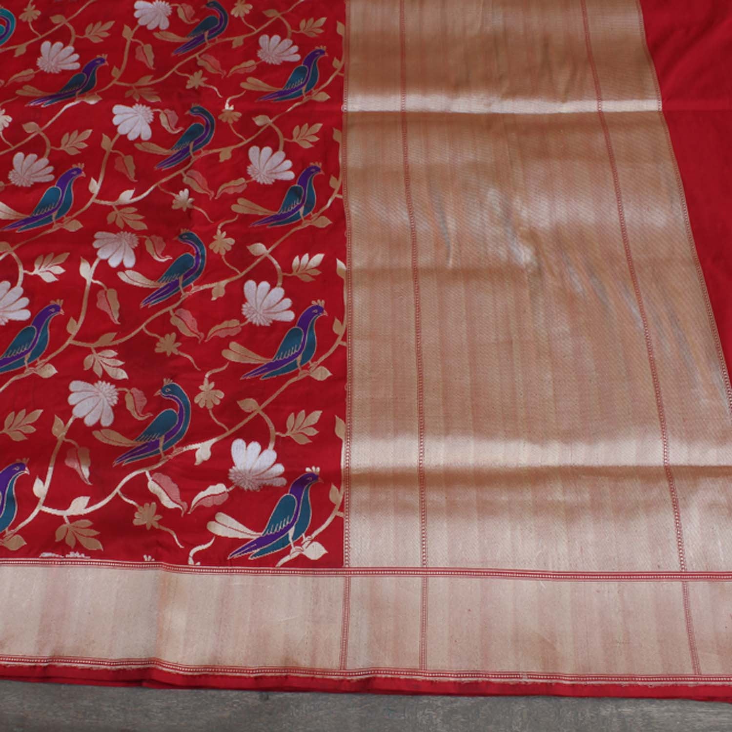 Red Pure Silk Georgette Banarasi Handloom Saree - Tilfi - 1