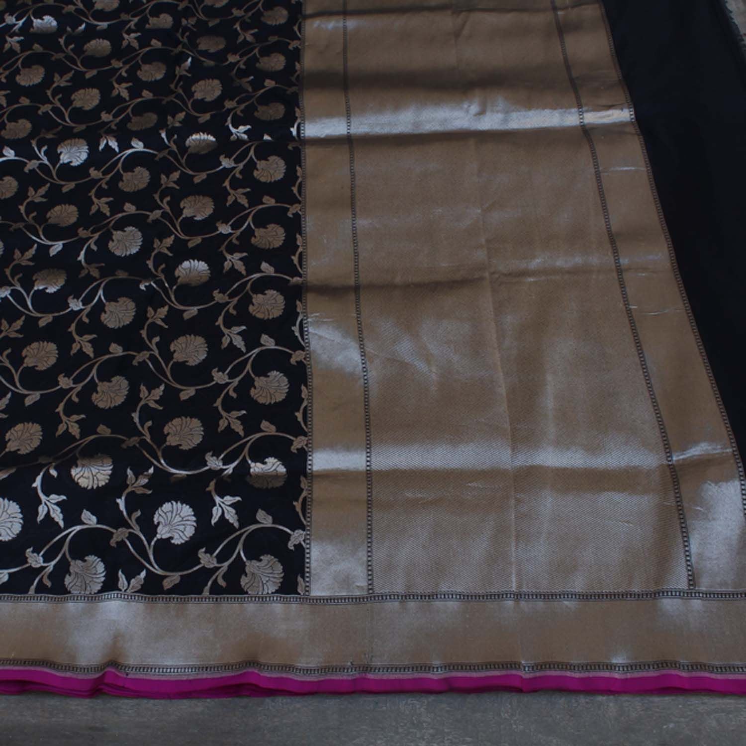 Black Pure Silk Georgette Banarasi Handloom Saree - Tilfi
