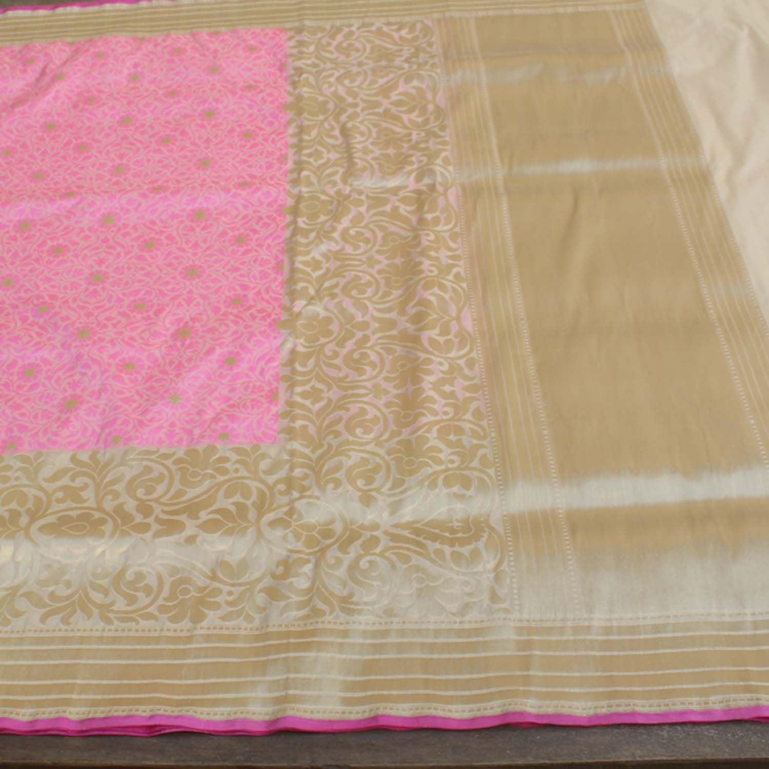 Pink Pure Katan Silk Banarasi Handloom Saree - Tilfi