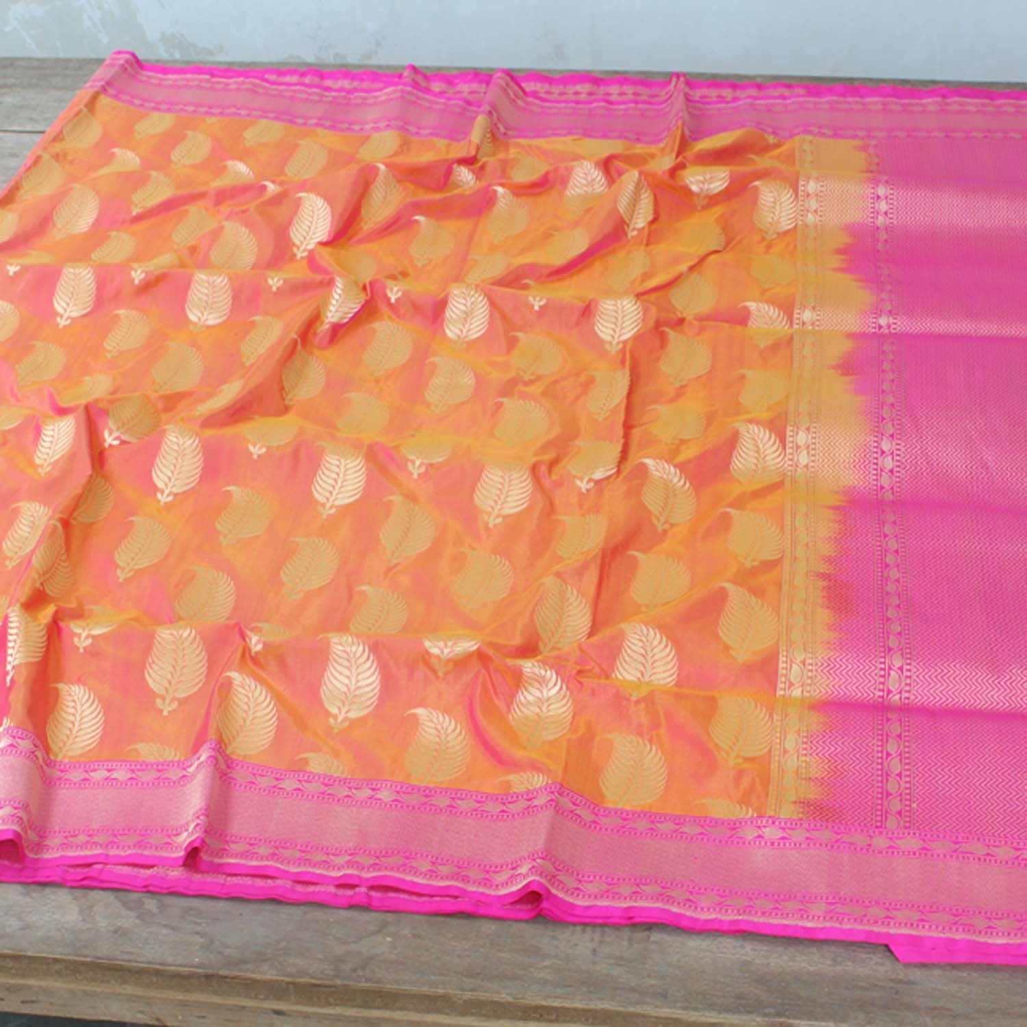 Gold-Rani Pure Katan Silk Banarasi Handloom Saree - Tilfi