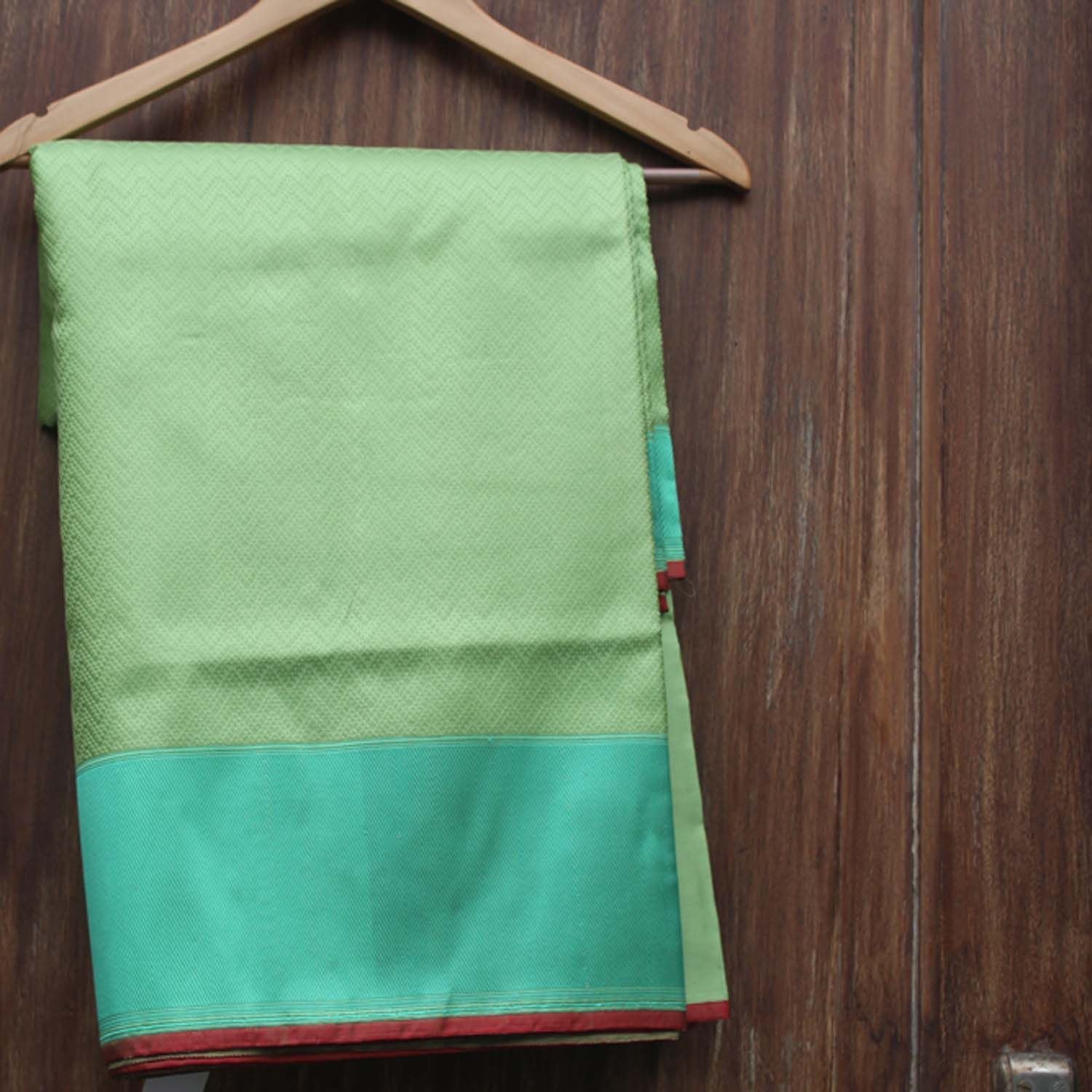 Pista Green Pure Satin Silk Banarasi Handloom Saree - Tilfi - 1