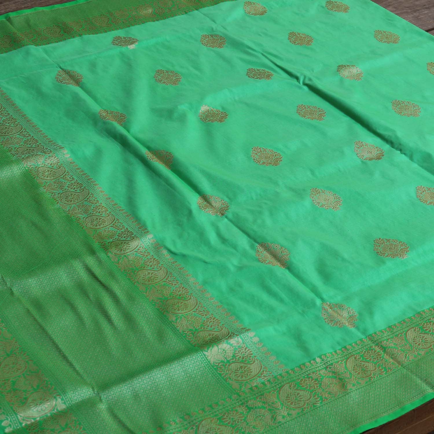 Pista Green Pure Katan Silk Banarasi Handloom Dupatta - Tilfi