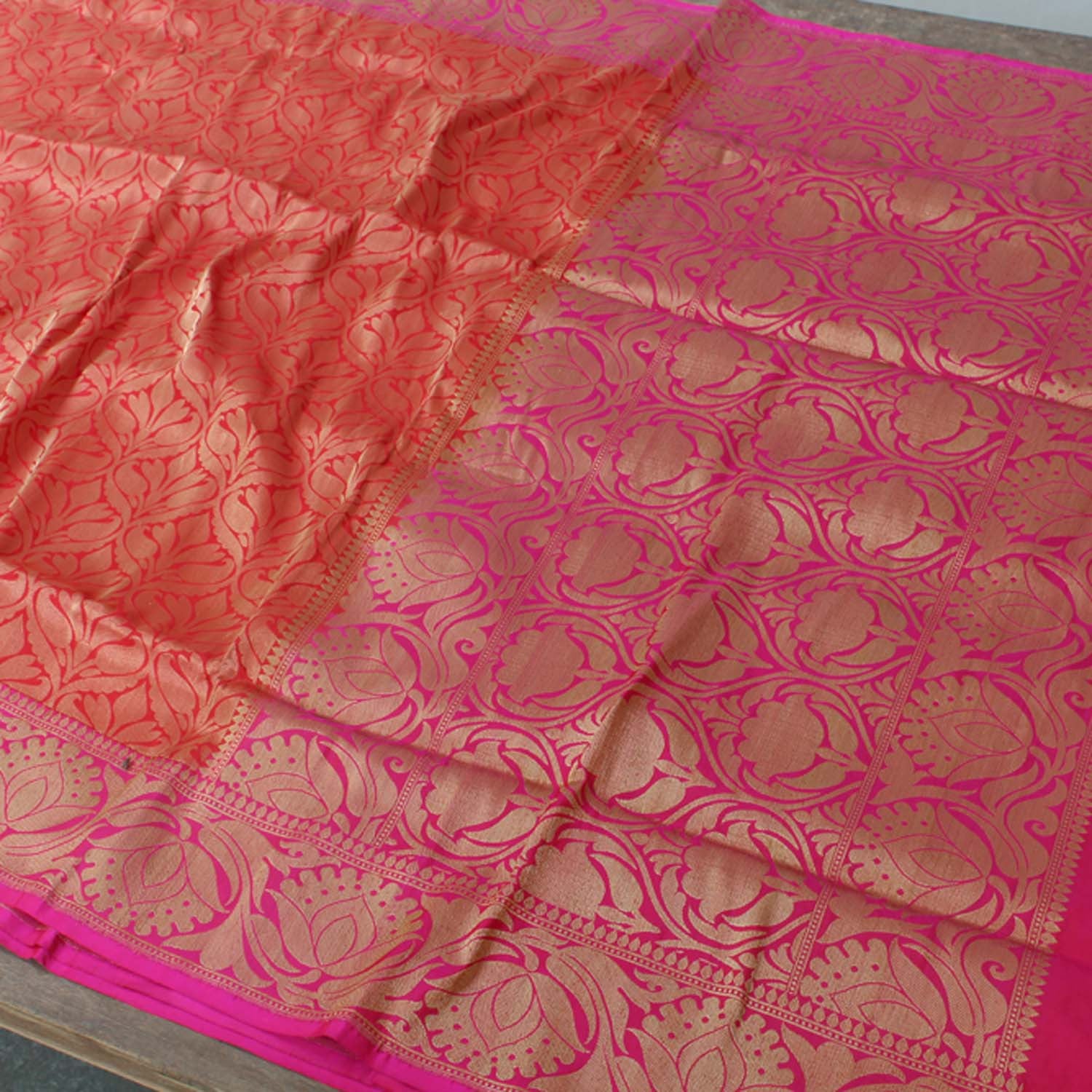 Red Pure Katan Silk Banarasi Handloom Saree - Tilfi