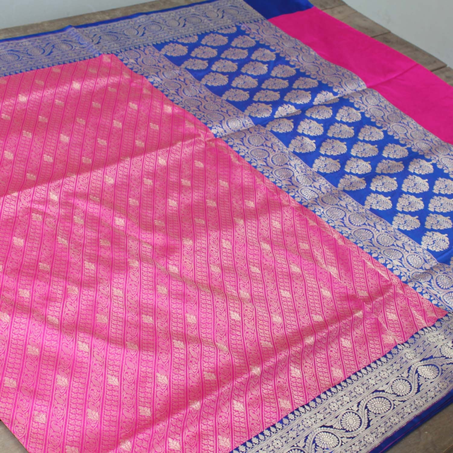 Rose Pink Pure Katan Silk Banarasi Handloom Saree - Tilfi - 1