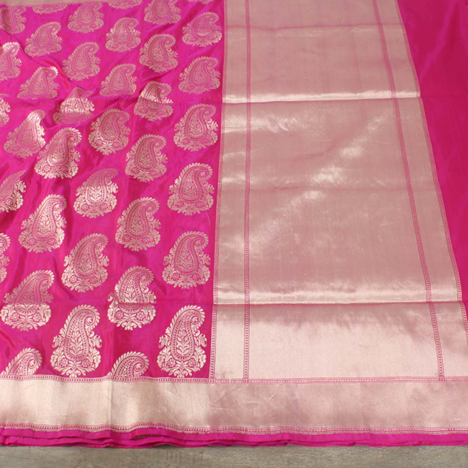 Indian Pink Pure Silk Georgette Handloom Banarasi Saree - Tilfi