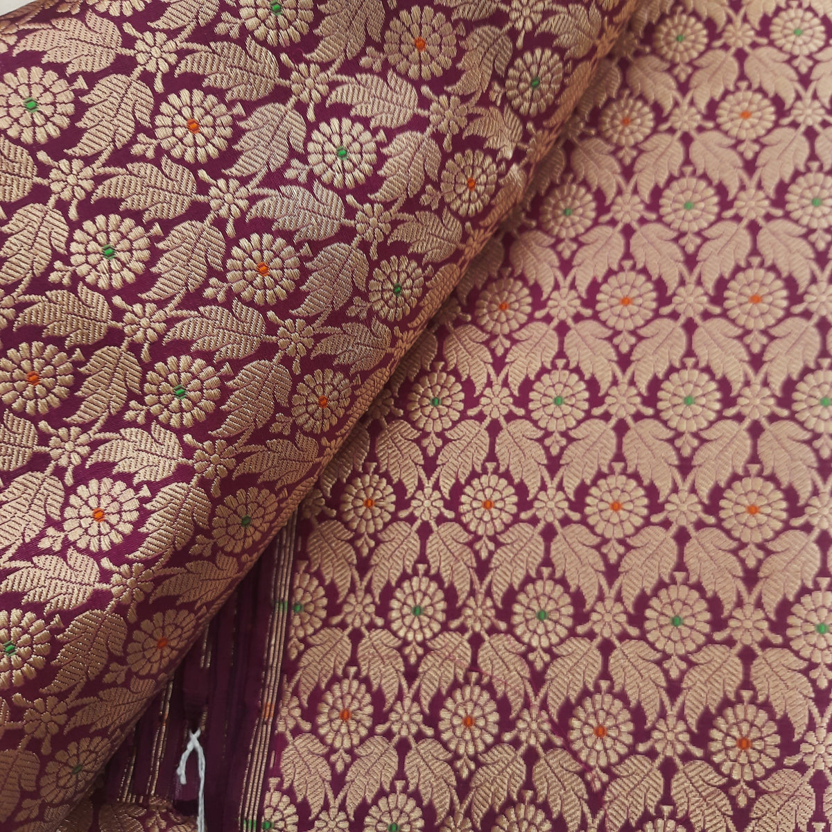 Magenta Pure Katan Silk Banarasi Handloom Fabric