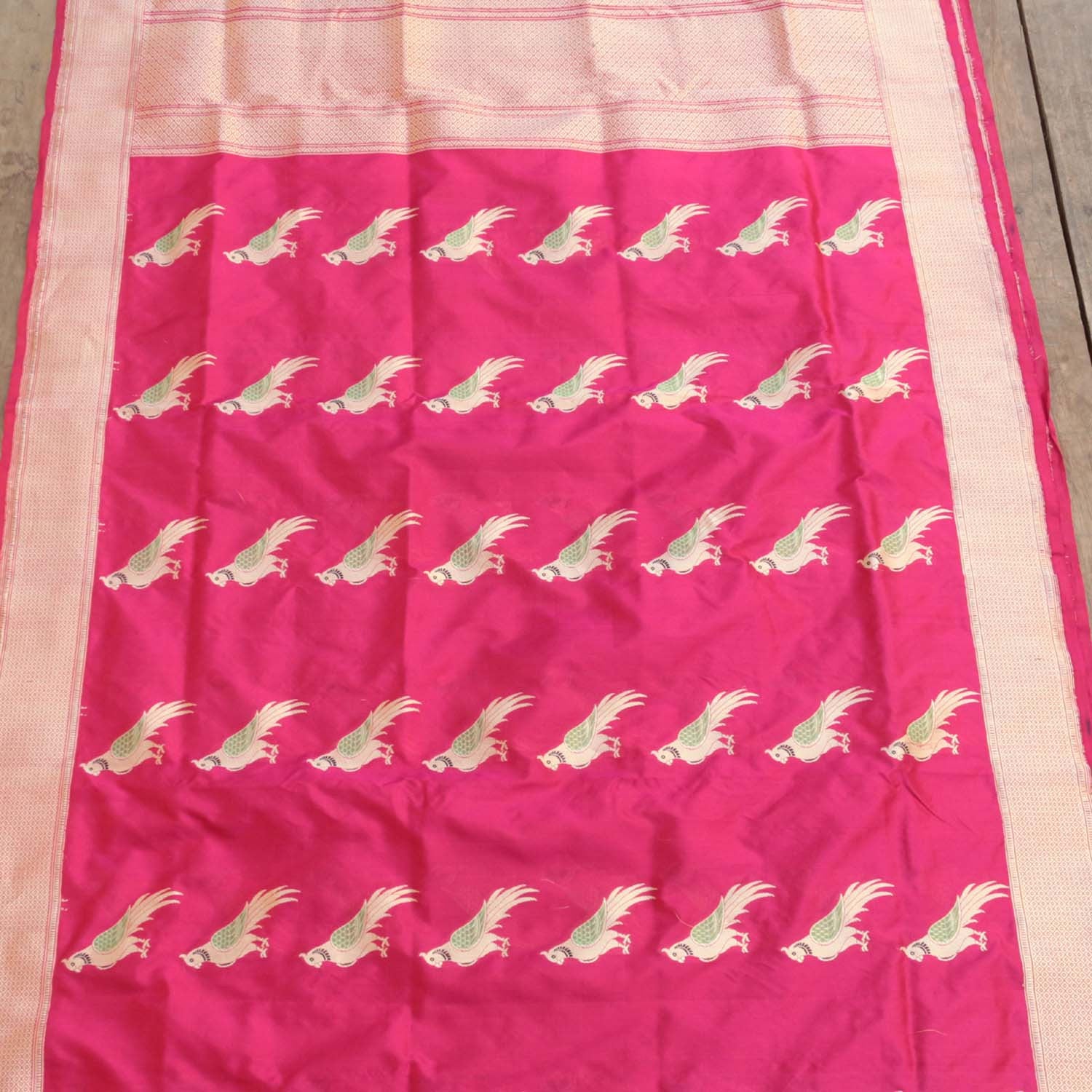 Red-Indian Pink Pure Katan Silk Banarasi Handloom Dupatta - Tilfi - 1