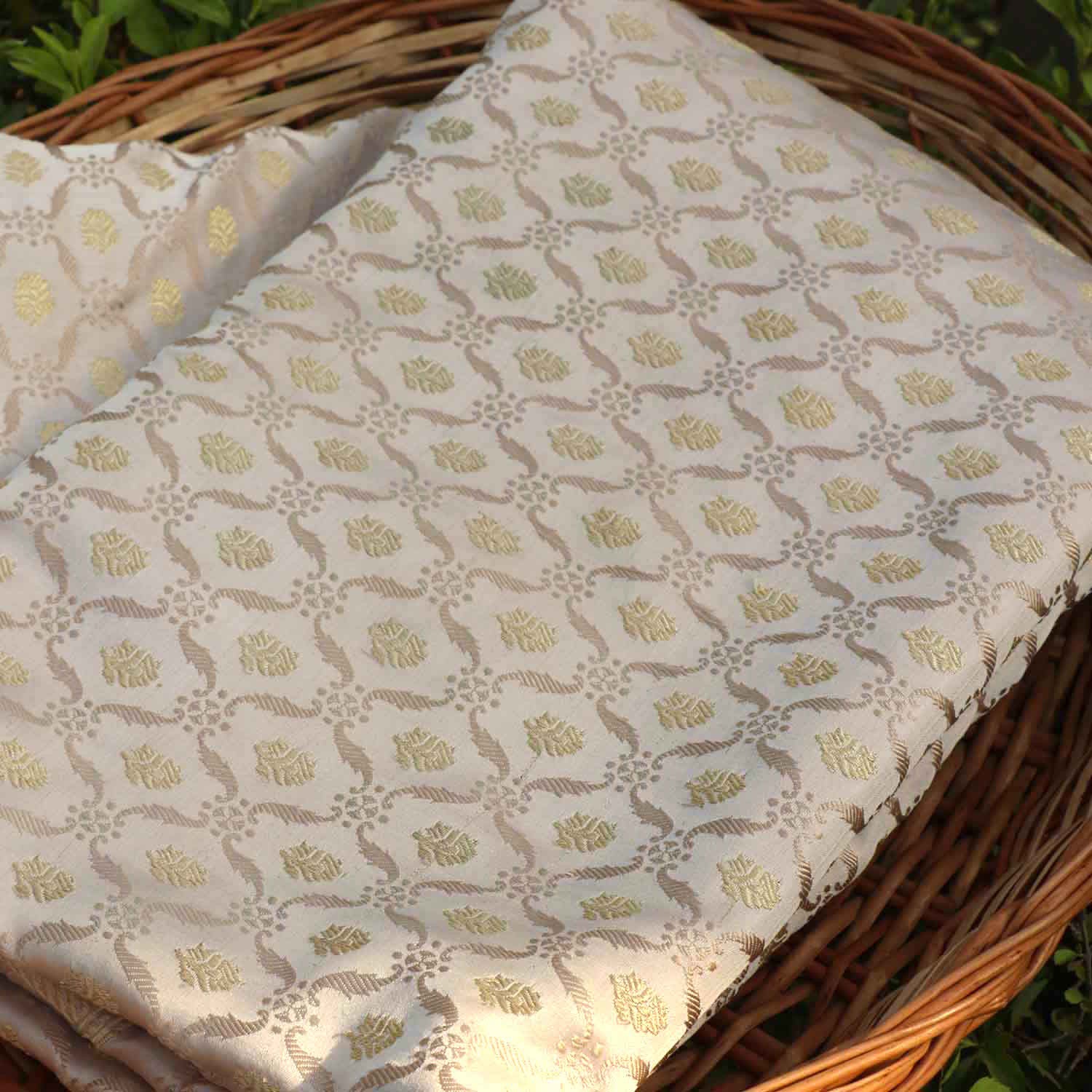 White Pure Soft Satin Silk Banarasi Handloom Saree - Tilfi - 1