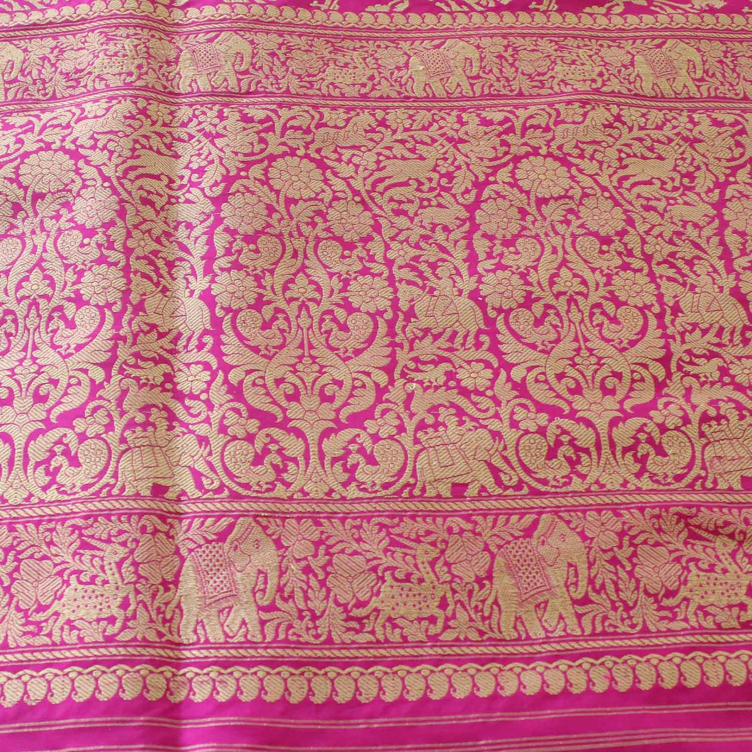 Magenta-Indian Pink Pure Katan Silk Banarasi Handloom Saree - Tilfi