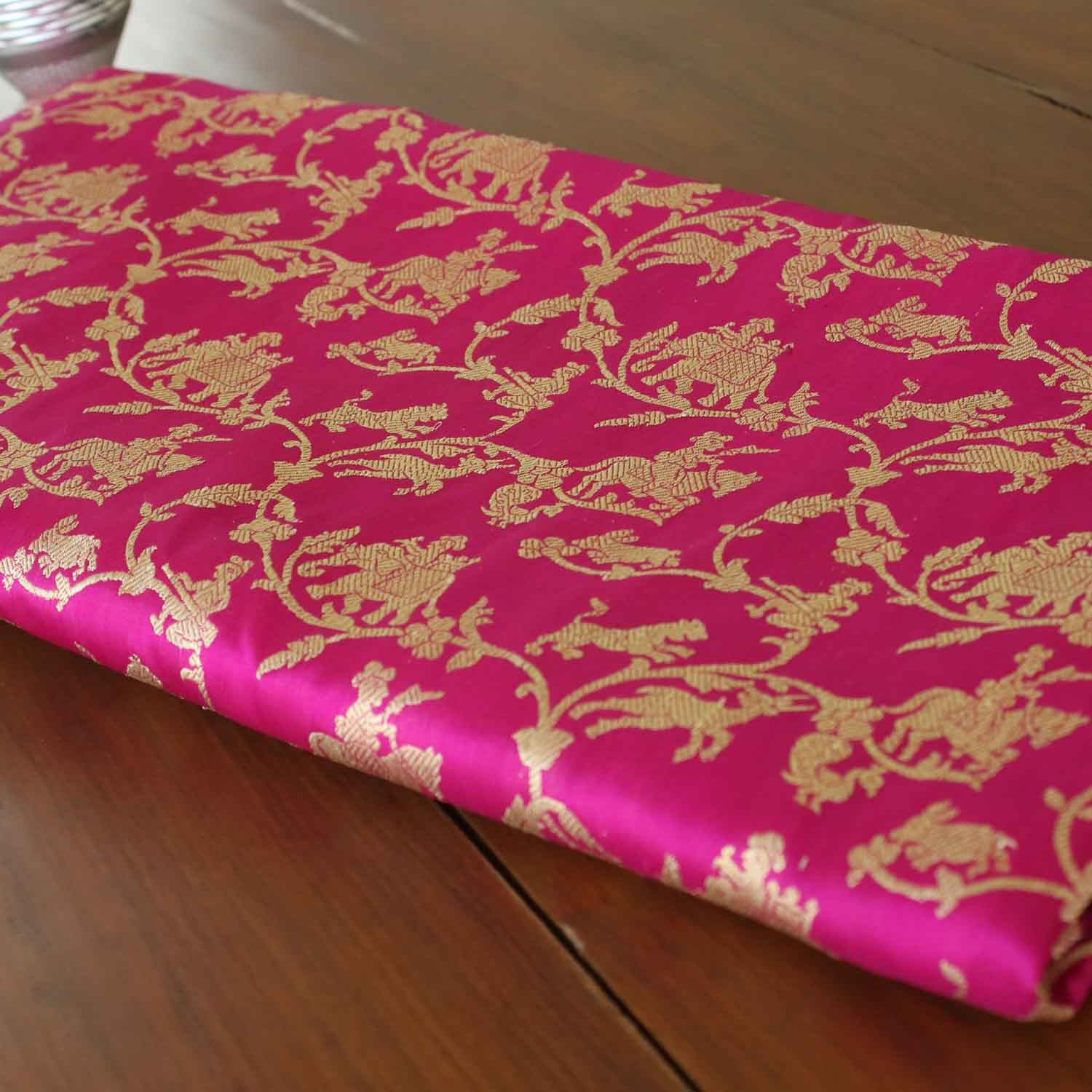 Magenta-Indian Pink Pure Katan Silk Banarasi Handloom Saree - Tilfi