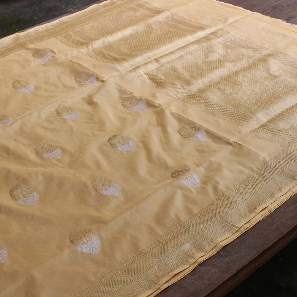 Gold Pure Katan Silk Handloom Banarasi Saree - Tilfi - 1