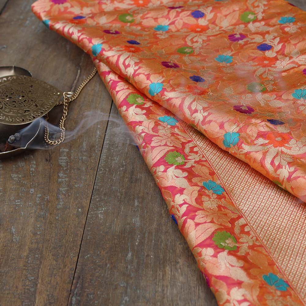 Gold-Rani Pure Katan Silk Banarasi Handloom Saree - Tilfi